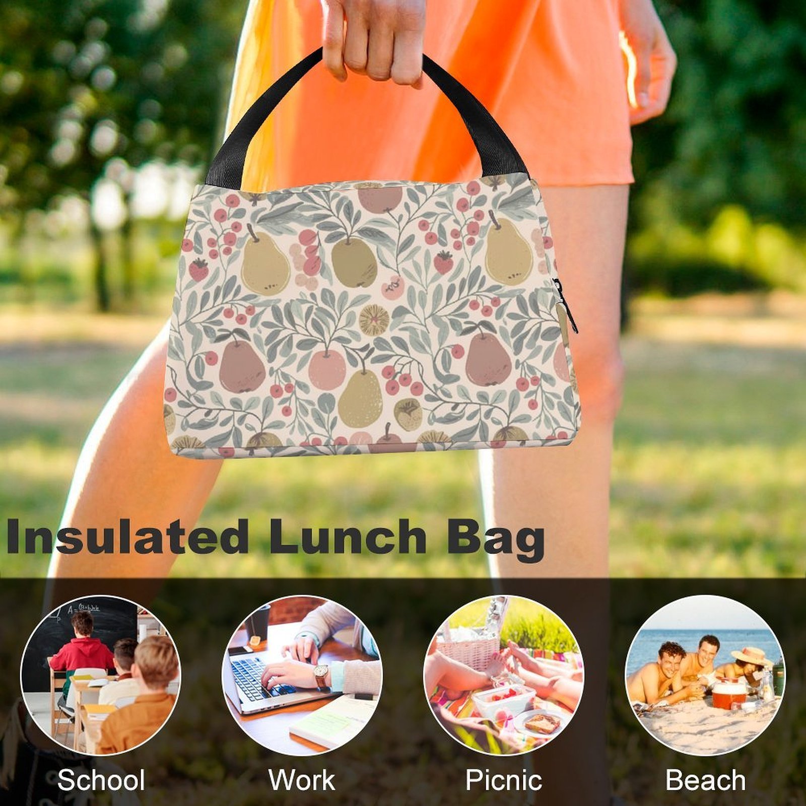 Reusable water resistant lunch bag tote for work, picnics, outdoor, traveling or shopping easy carry - Image 8