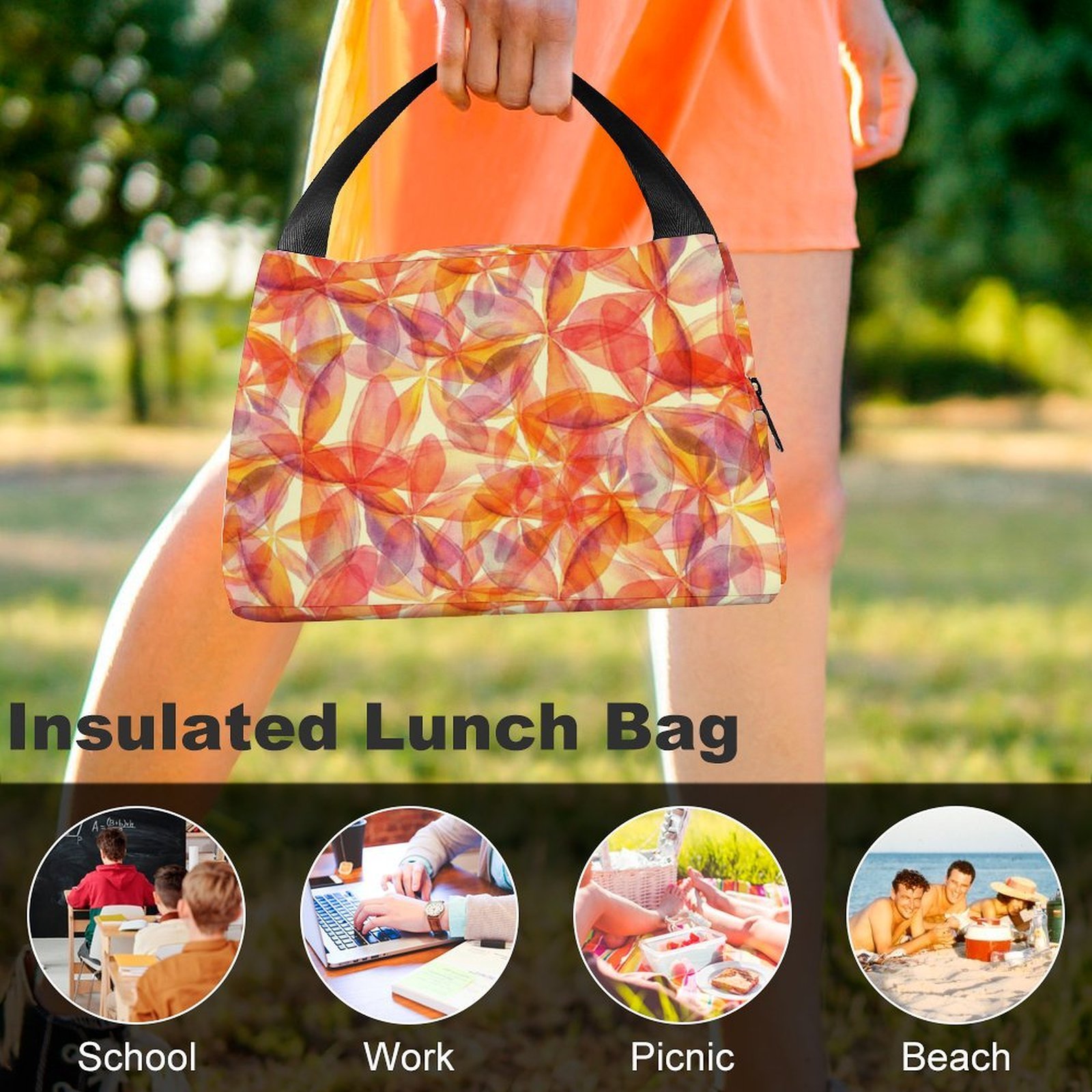 Reusable water resistant lunch bag tote for work, picnics, outdoor, traveling or shopping easy carry - Image 8