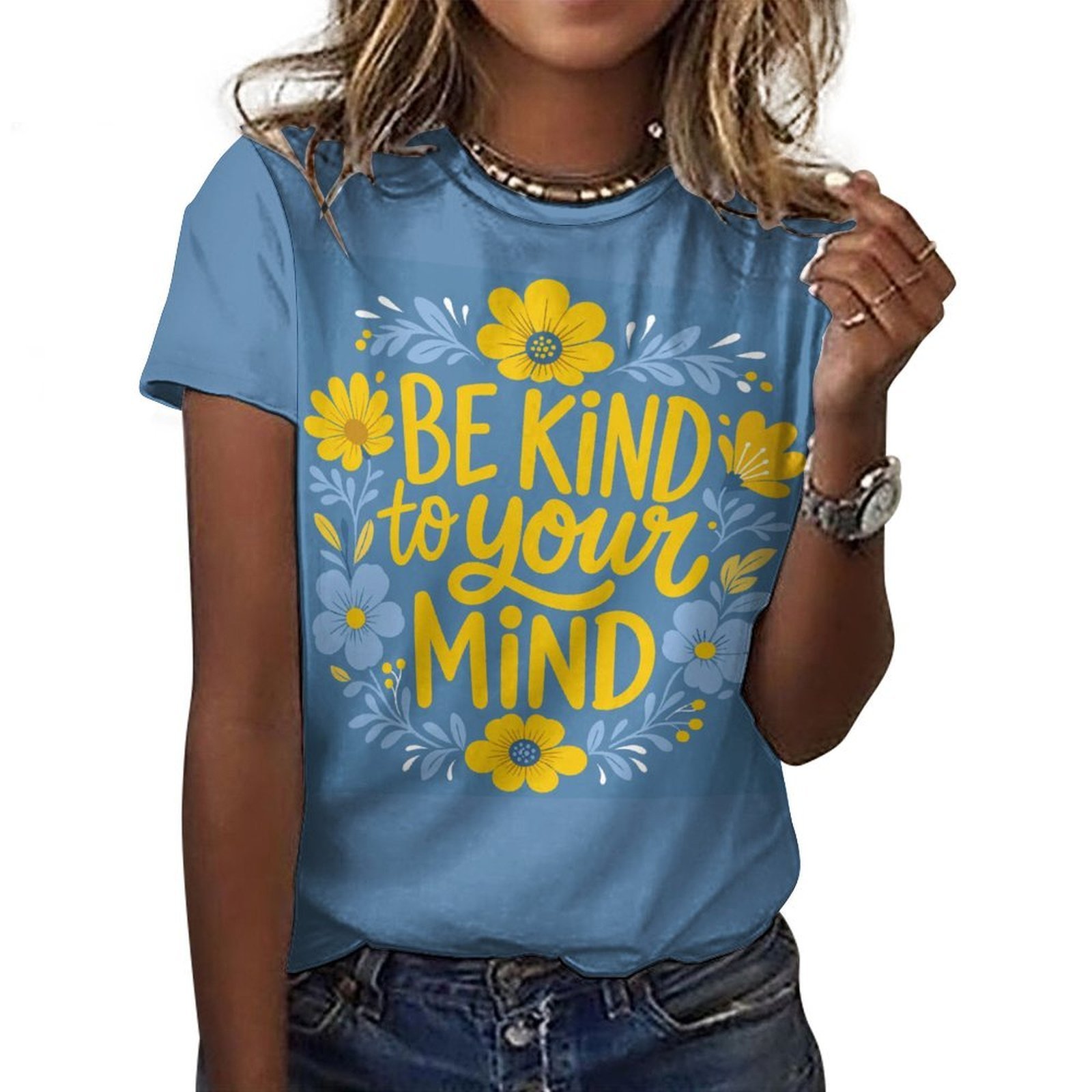 tshirt with quotations - Be kind to Your Mind - in pure Cotton - Image 7