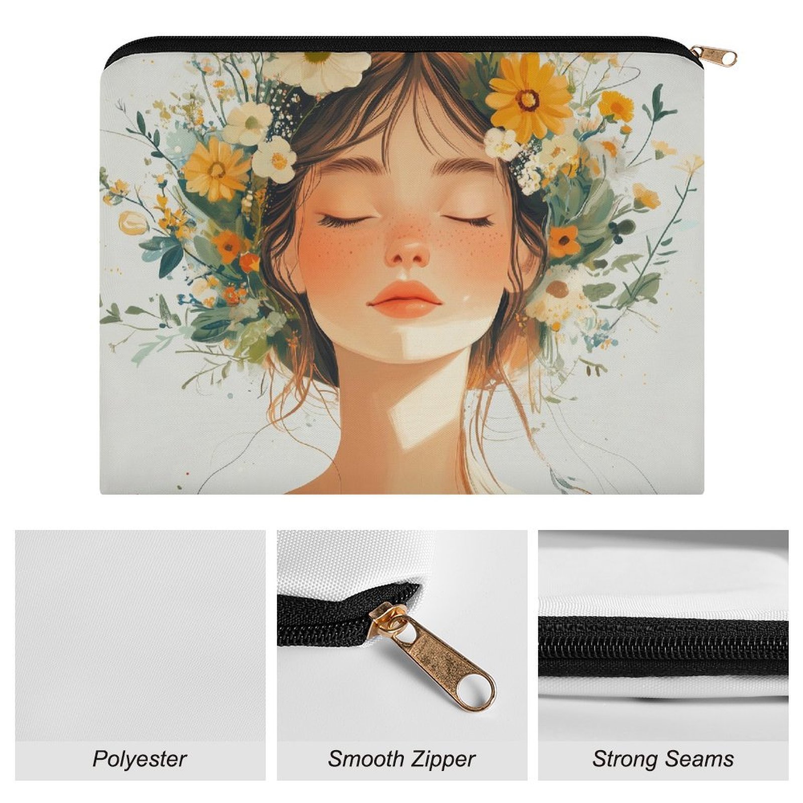 Big pouch bag floral abstract pattern 8.9"(L) × 6.5"(W) - Image 7