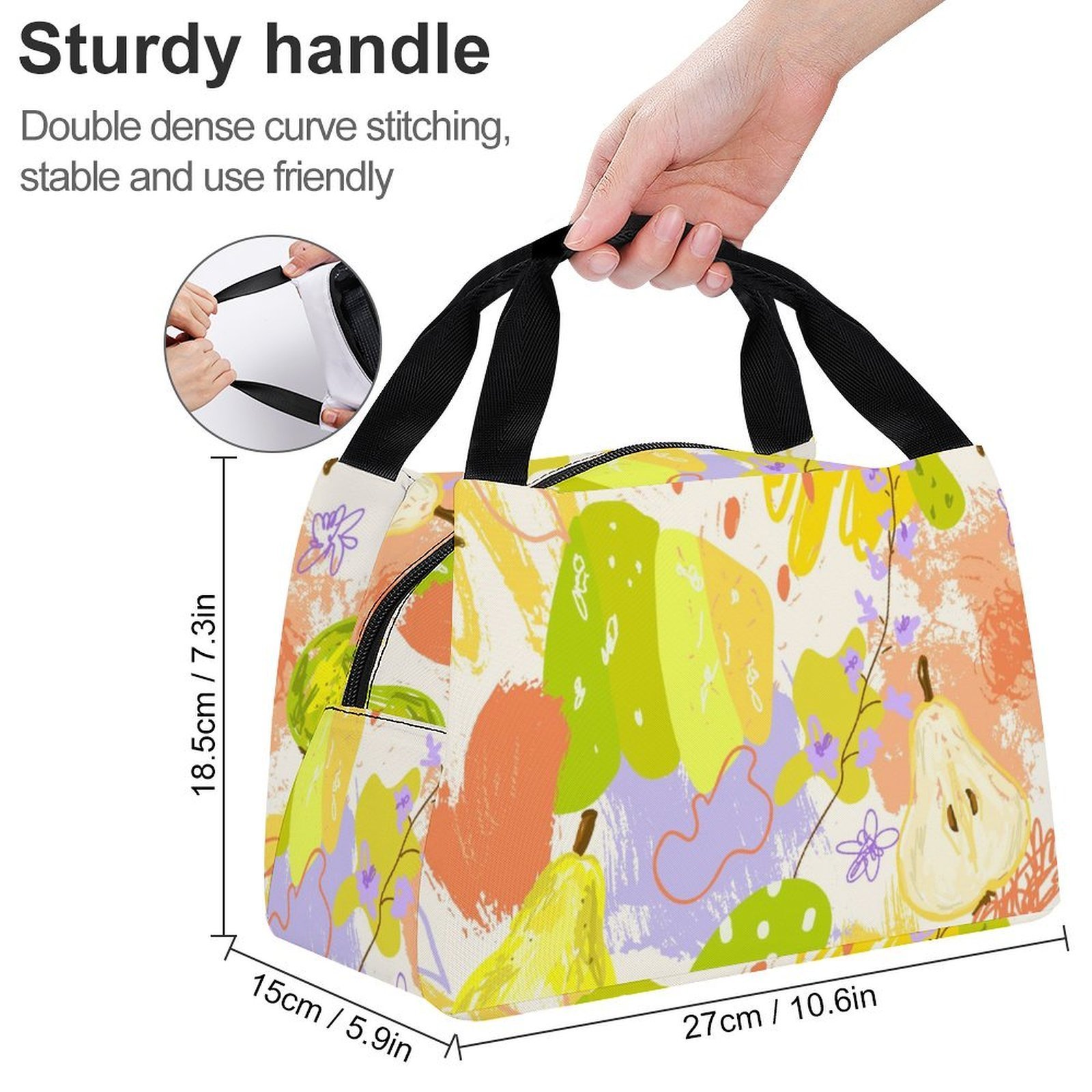 Reusable water resistant lunch bag tote for work, picnics, outdoor, traveling or shopping easy carry - Image 2