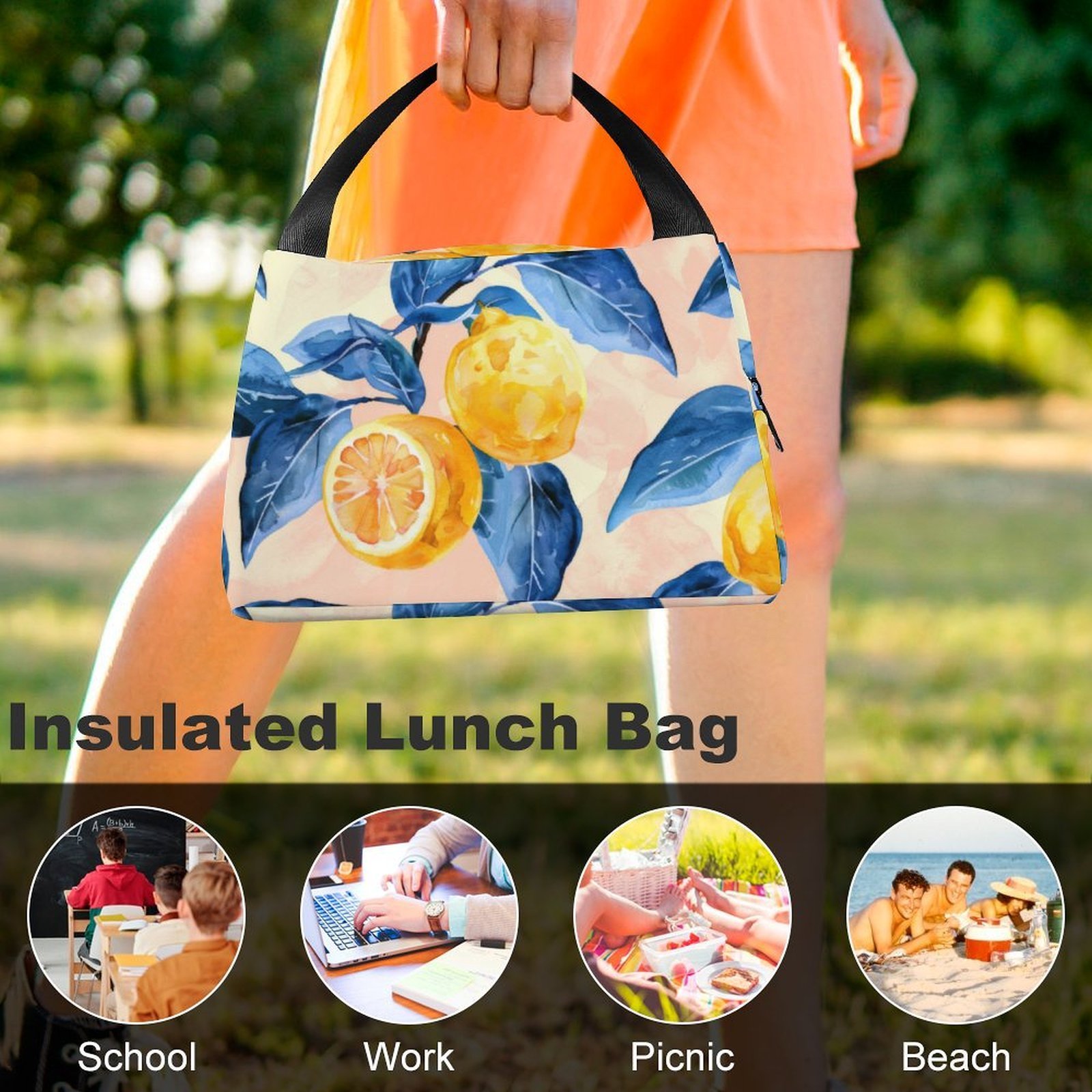 Reusable water resistant lunch bag tote for work, picnics, outdoor, traveling or shopping easy carry - Image 8
