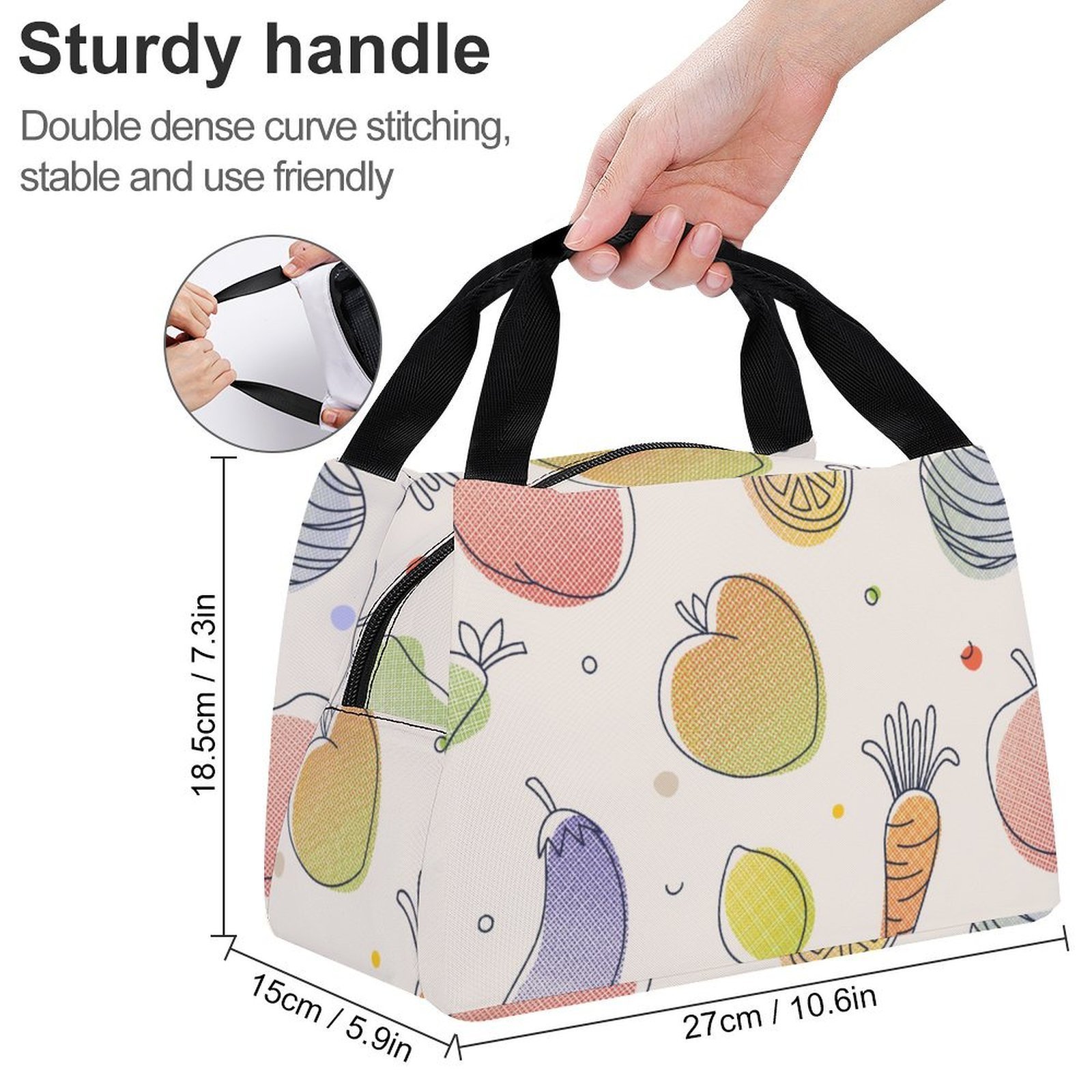 Reusable water resistant lunch bag tote for work, picnics, outdoor, traveling or shopping easy carry - Image 2