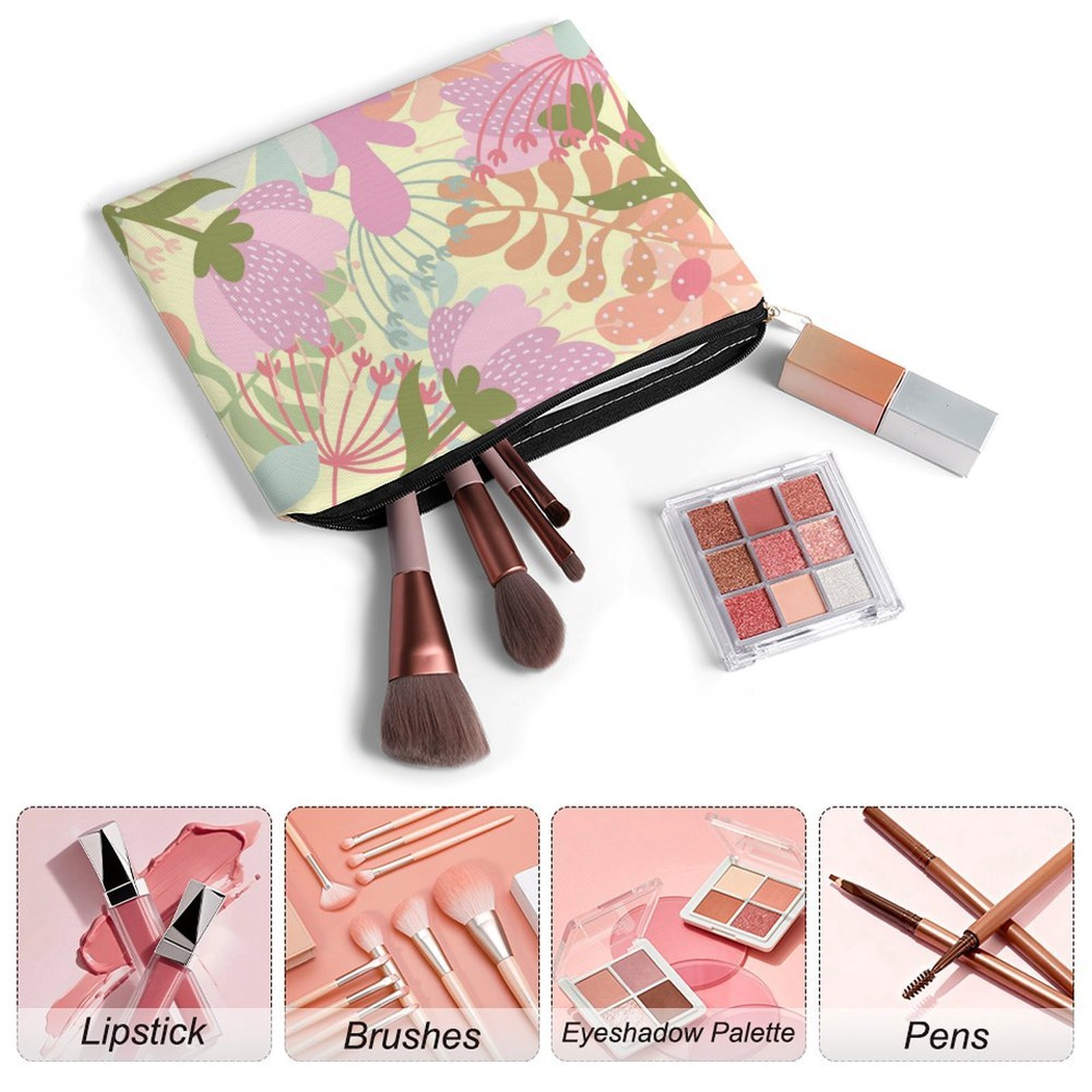 Big pouch bag floral abstract pattern 8.9"(L) × 6.5"(W) - Image 3