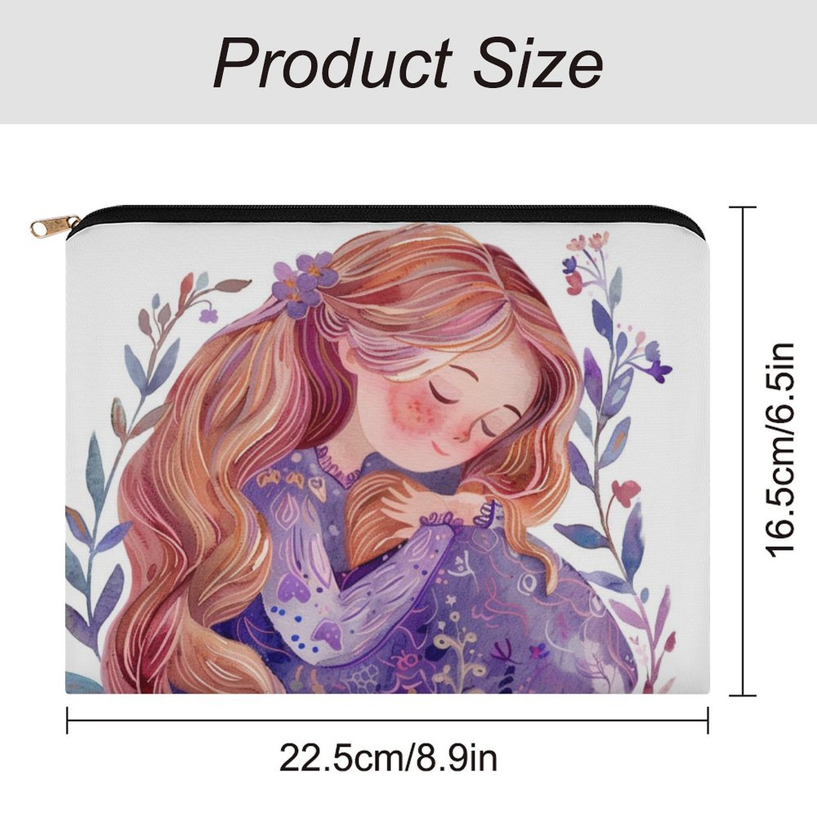 Big pouch bag floral abstract pattern 8.9"(L) × 6.5"(W) - Image 2
