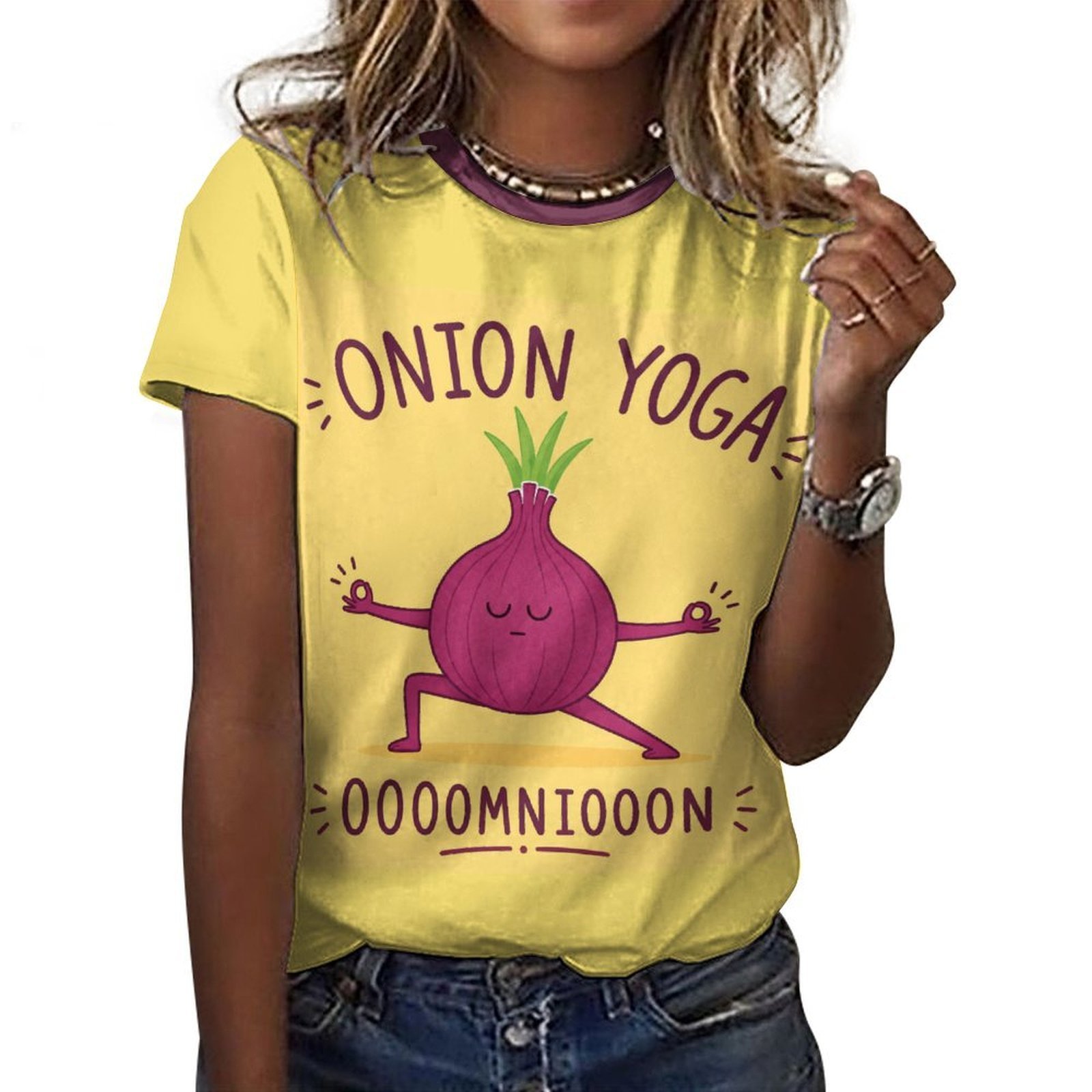 tshirt with quotations - Onion Yoga - in pure cotton - Image 7
