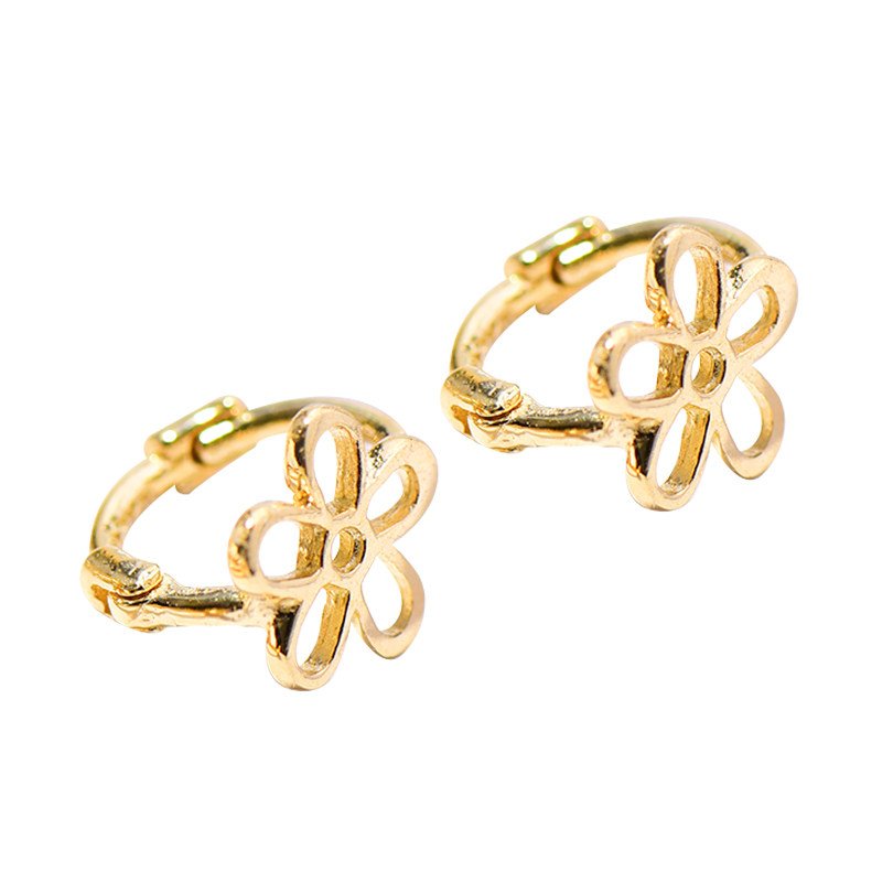 14k pure gold Gold Ear Cuffs Five-Petal Flower - Image 3