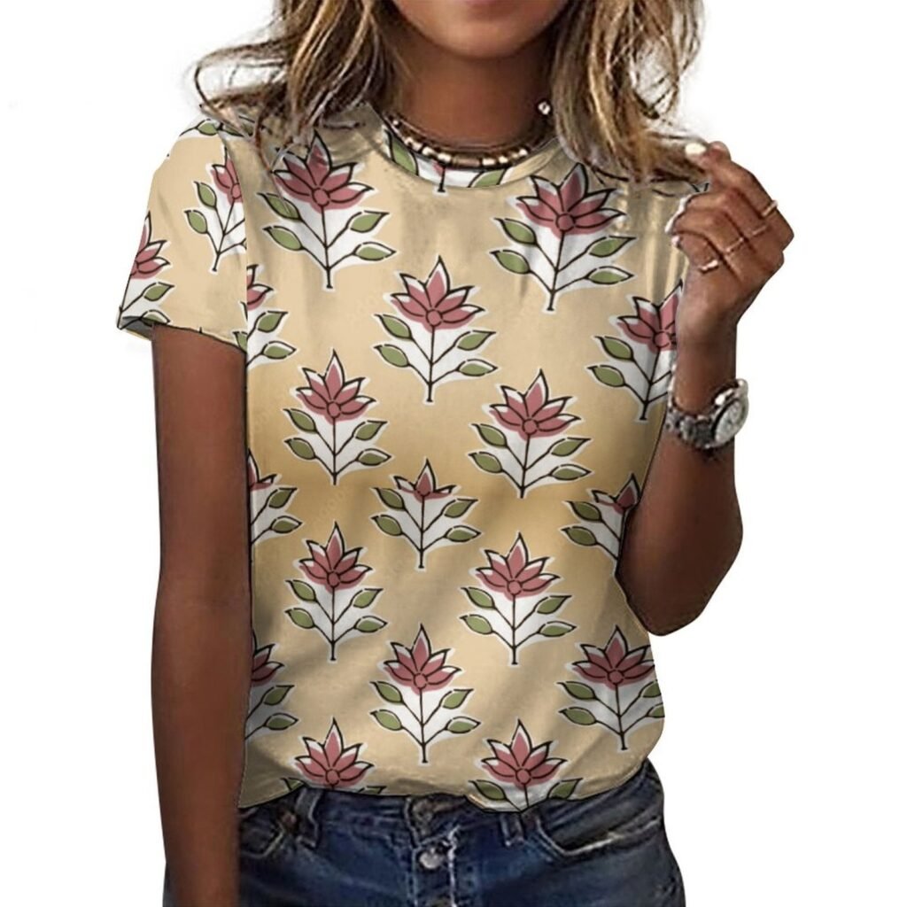 floral All-Over Print Women's Cotton T-Shirt