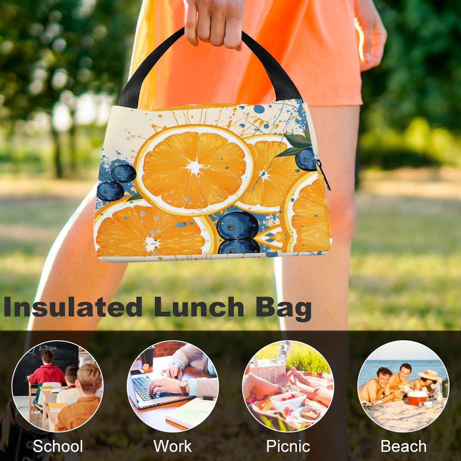 Reusable water resistant lunch bag tote for work, picnics, outdoor, traveling or shopping easy carry - Image 8