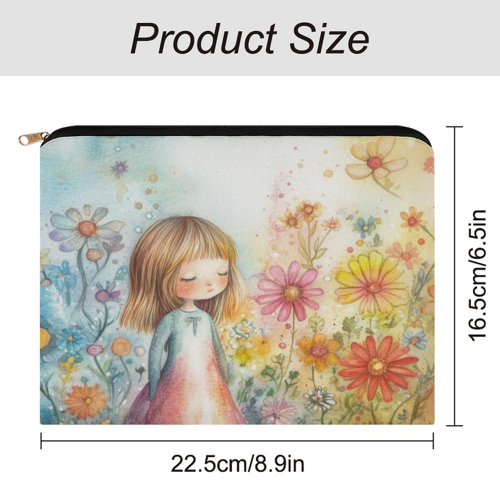 Big pouch bag floral abstract pattern 8.9"(L) × 6.5"(W) - Image 2