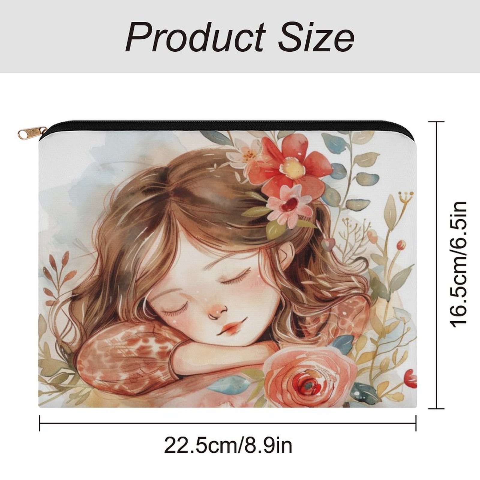 Big pouch bag floral abstract pattern 8.9"(L) × 6.5"(W) - Image 2