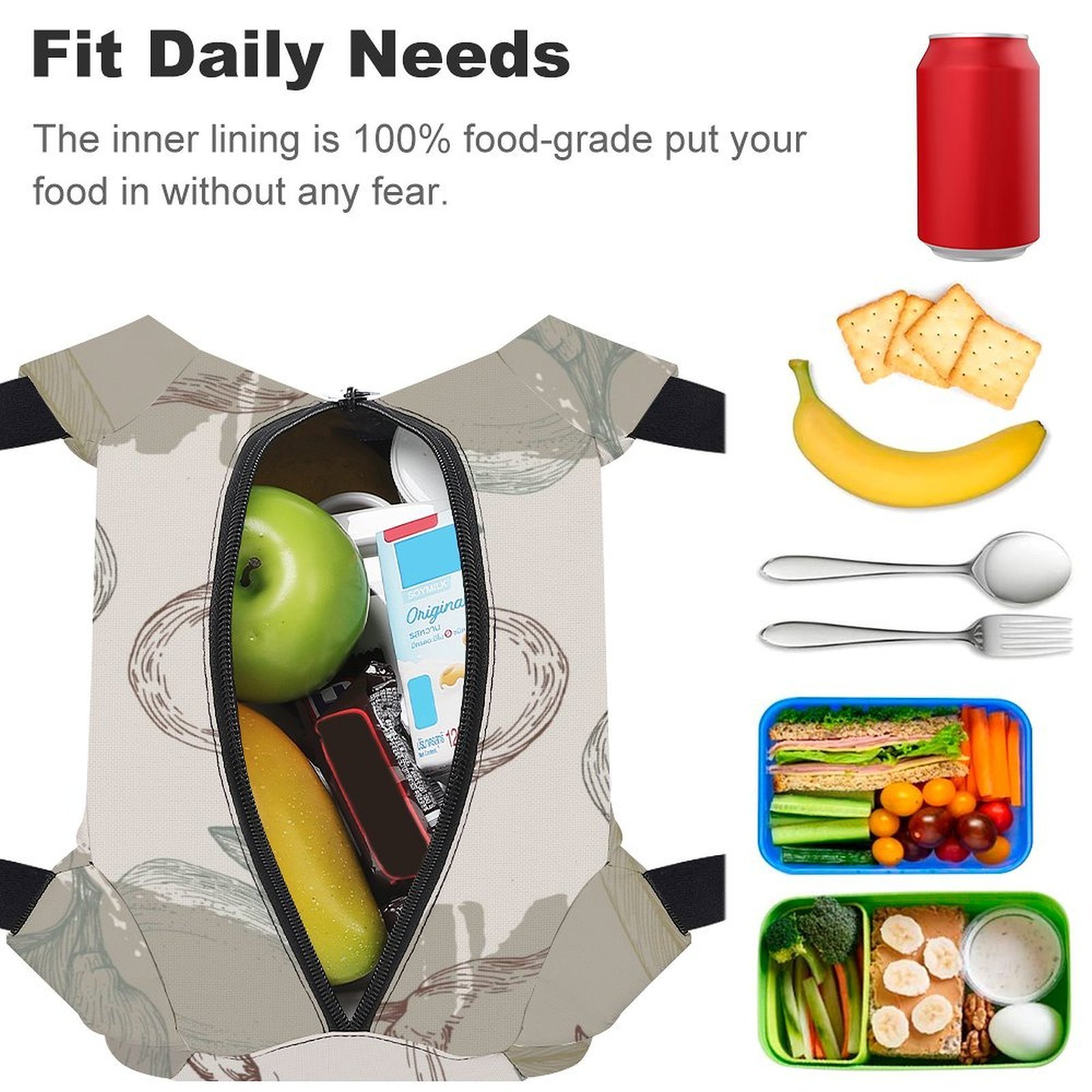 Reusable water resistant lunch bag tote for work, picnics, outdoor, traveling or shopping easy carry - Image 4