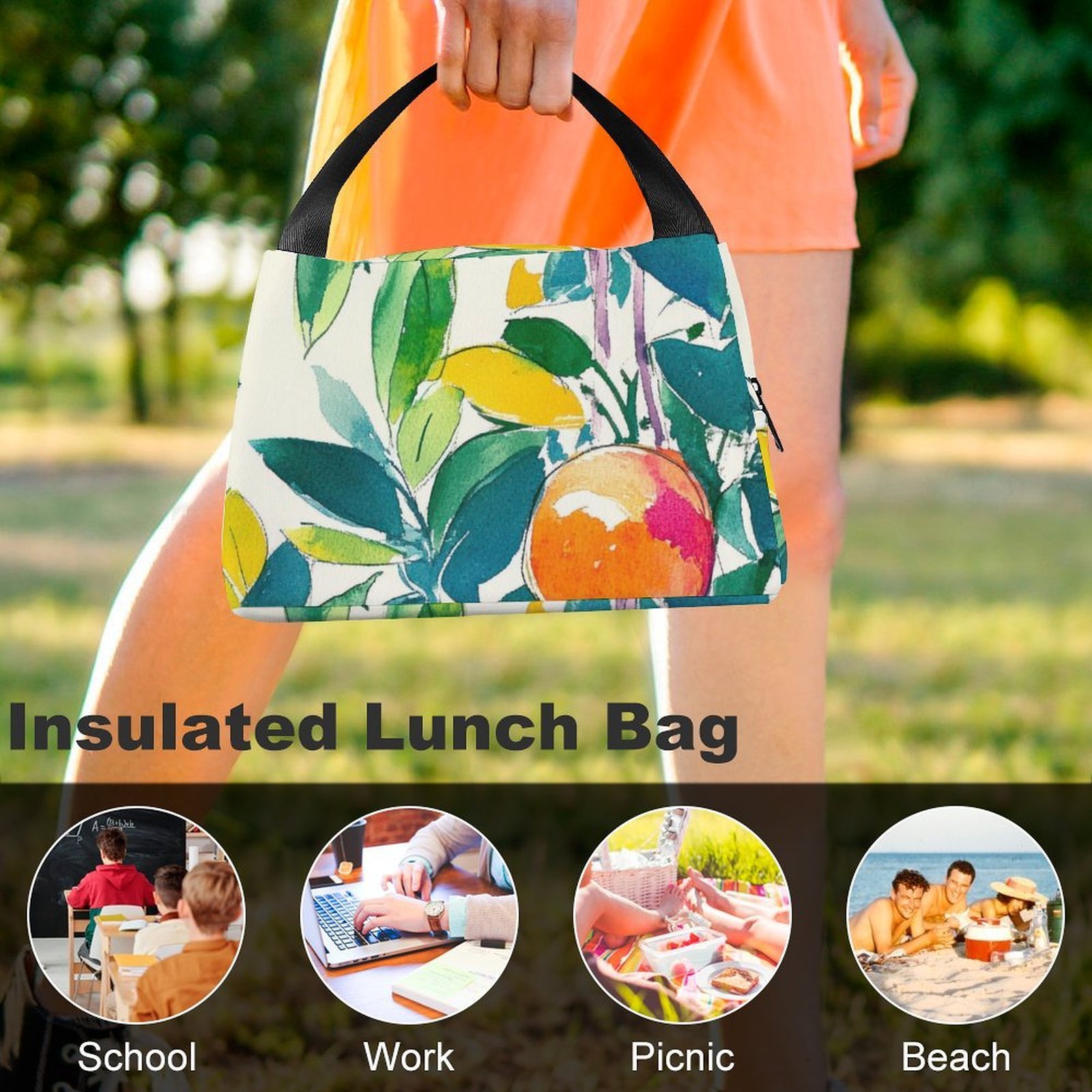 Reusable water resistant lunch bag tote for work, picnics, outdoor, traveling or shopping easy carry - Image 8