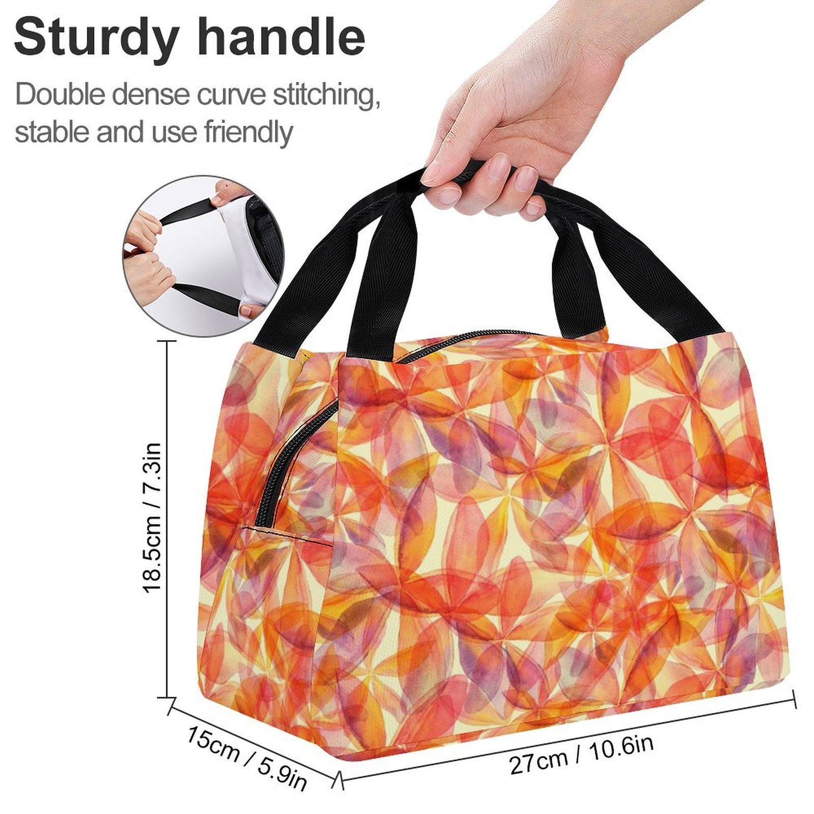 Reusable water resistant lunch bag tote for work, picnics, outdoor, traveling or shopping easy carry - Image 2