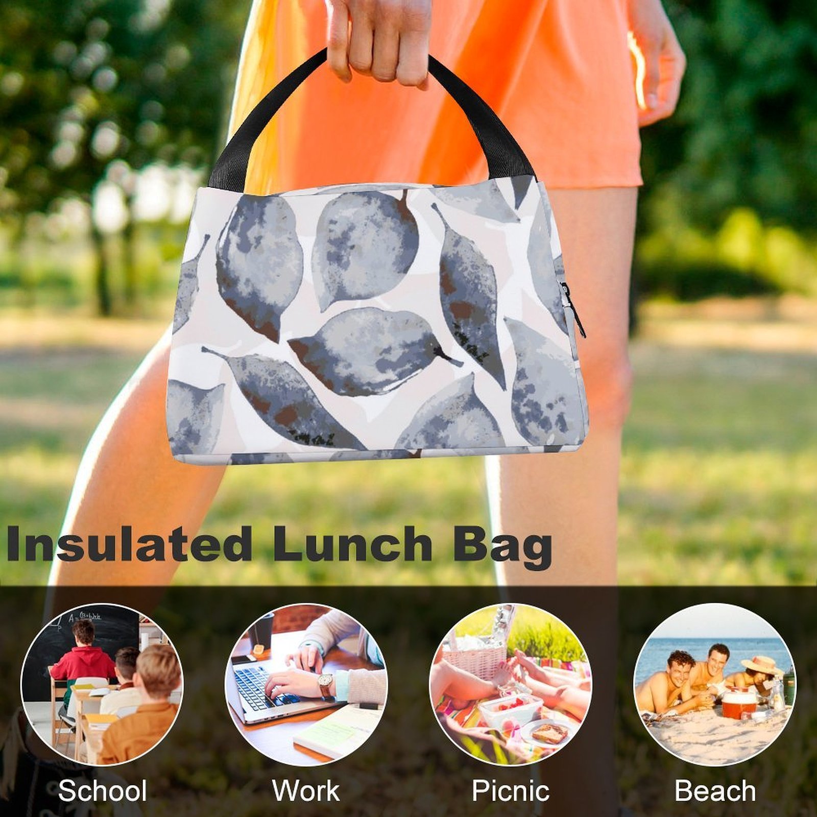 Reusable water resistant lunch bag tote for work, picnics, outdoor, traveling or shopping easy carry - Image 8