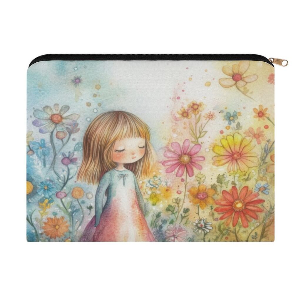 Big pouch bag floral abstract pattern 8.9"(L) × 6.5"(W)
