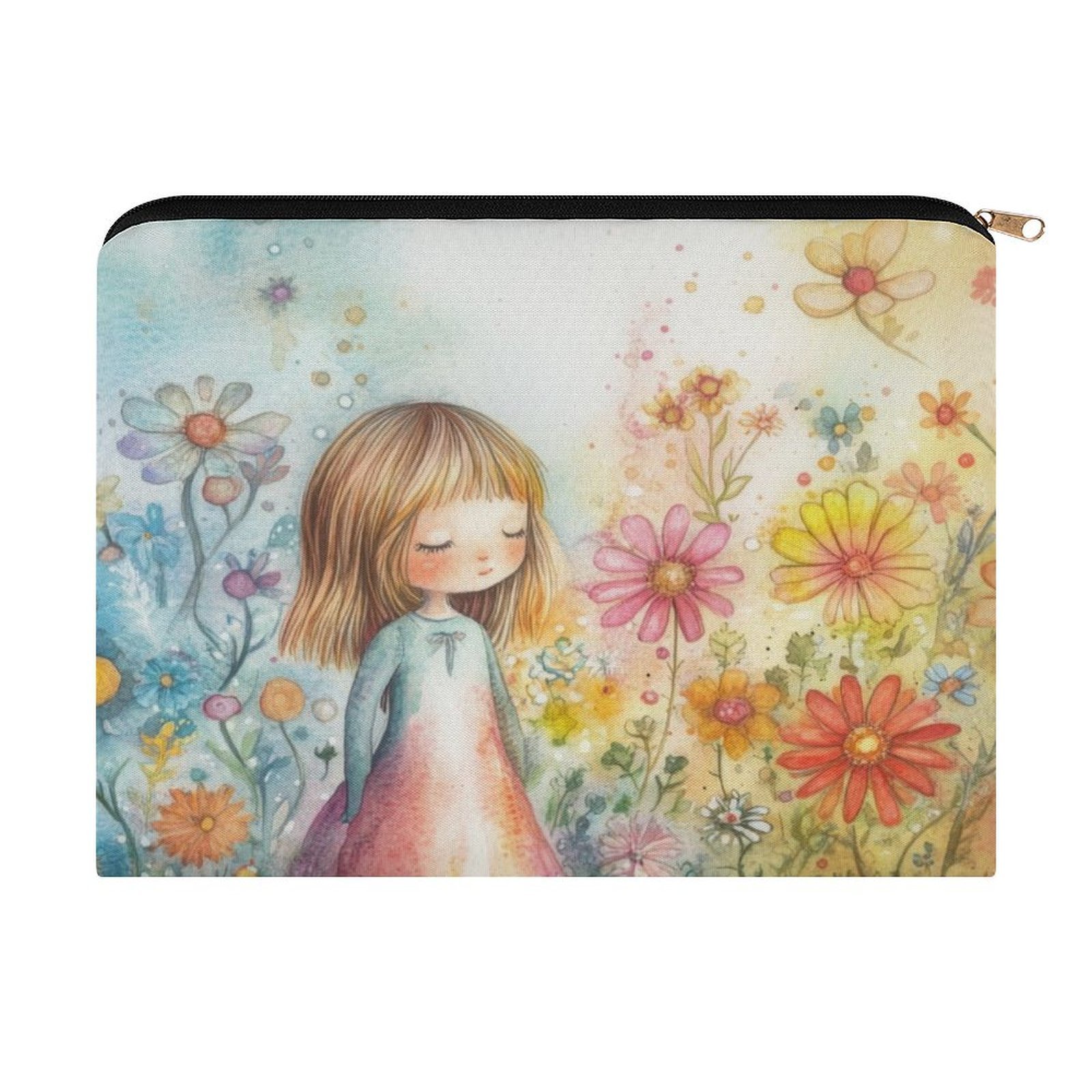 Big pouch bag floral abstract pattern 8.9"(L) × 6.5"(W)