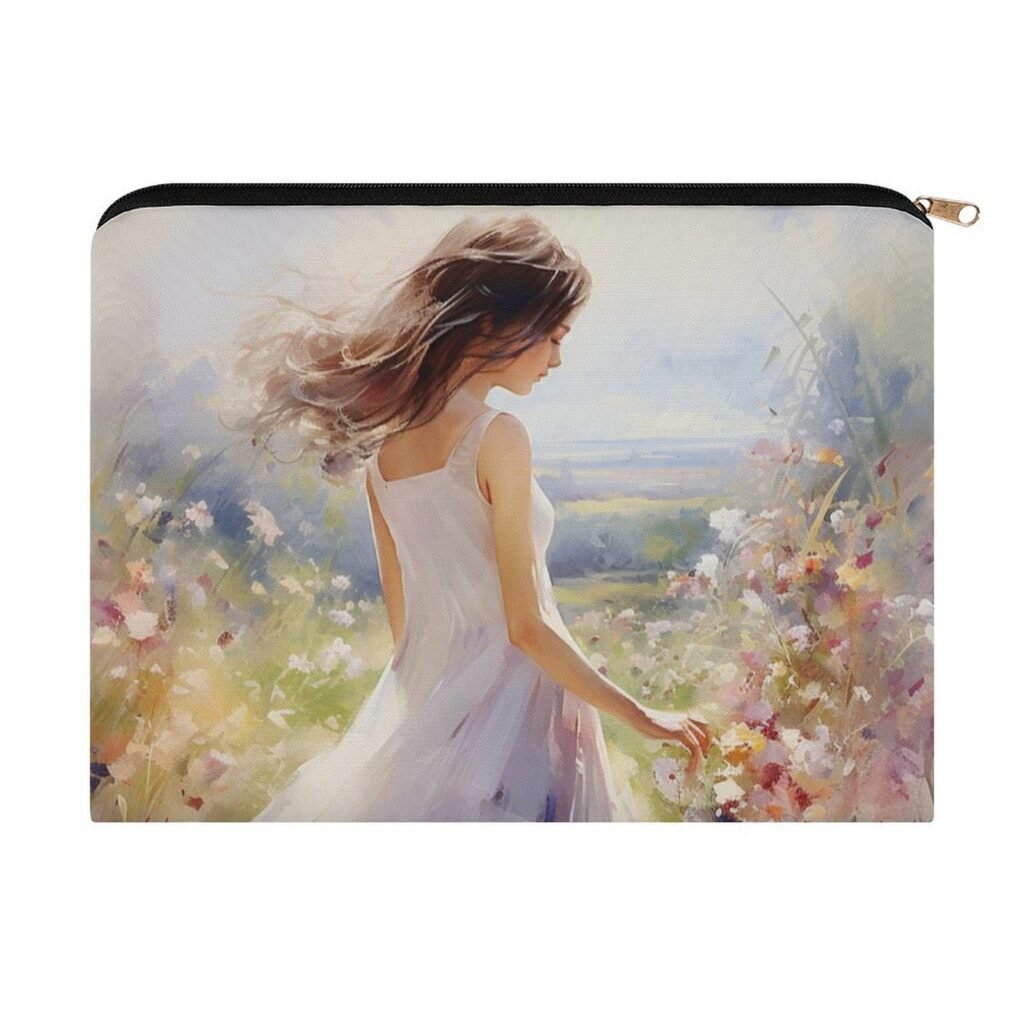 Big pouch bag floral abstract pattern 8.9"(L) × 6.5"(W)