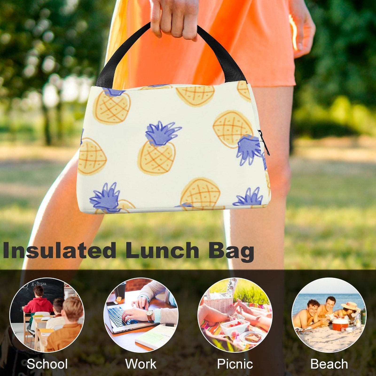 Reusable water resistant lunch bag tote for work, picnics, outdoor, traveling or shopping easy carry - Image 8