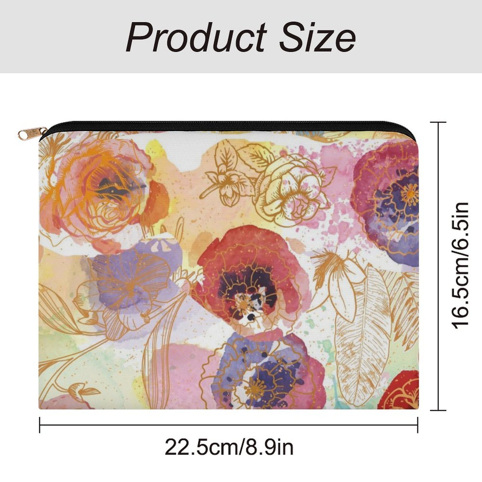 Big pouch bag floral abstract pattern 8.9"(L) × 6.5"(W) - Image 2