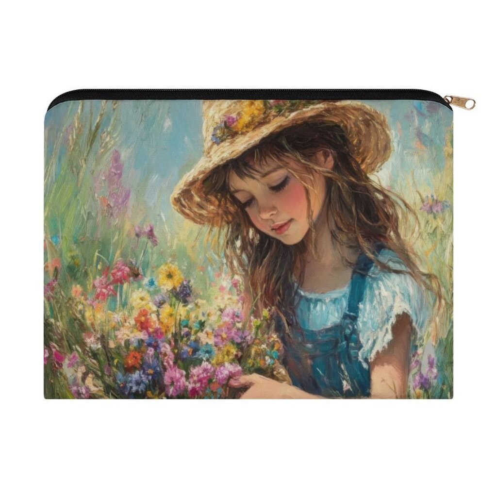 Big pouch bag floral abstract pattern 8.9"(L) × 6.5"(W)