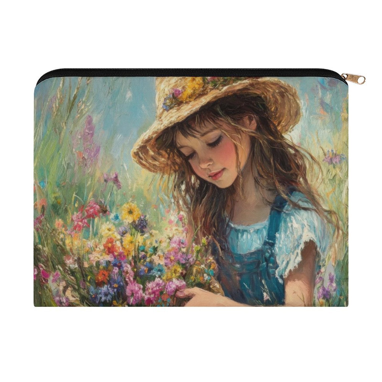 Big pouch bag floral abstract pattern 8.9"(L) × 6.5"(W)