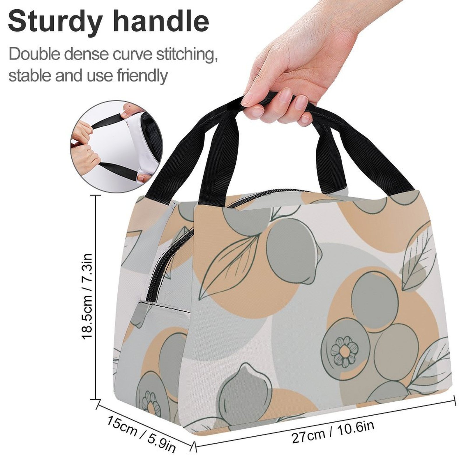 Reusable water resistant lunch bag tote for work, picnics, outdoor, traveling or shopping easy carry - Image 2