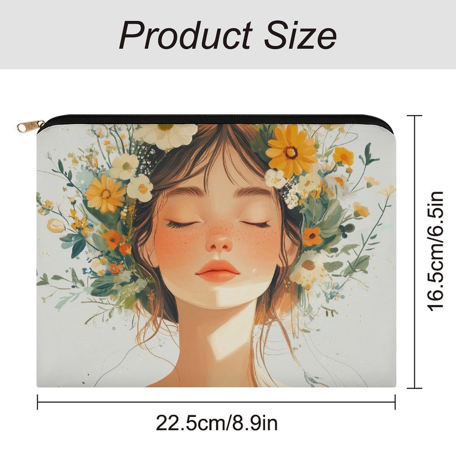 Big pouch bag floral abstract pattern 8.9"(L) × 6.5"(W) - Image 2