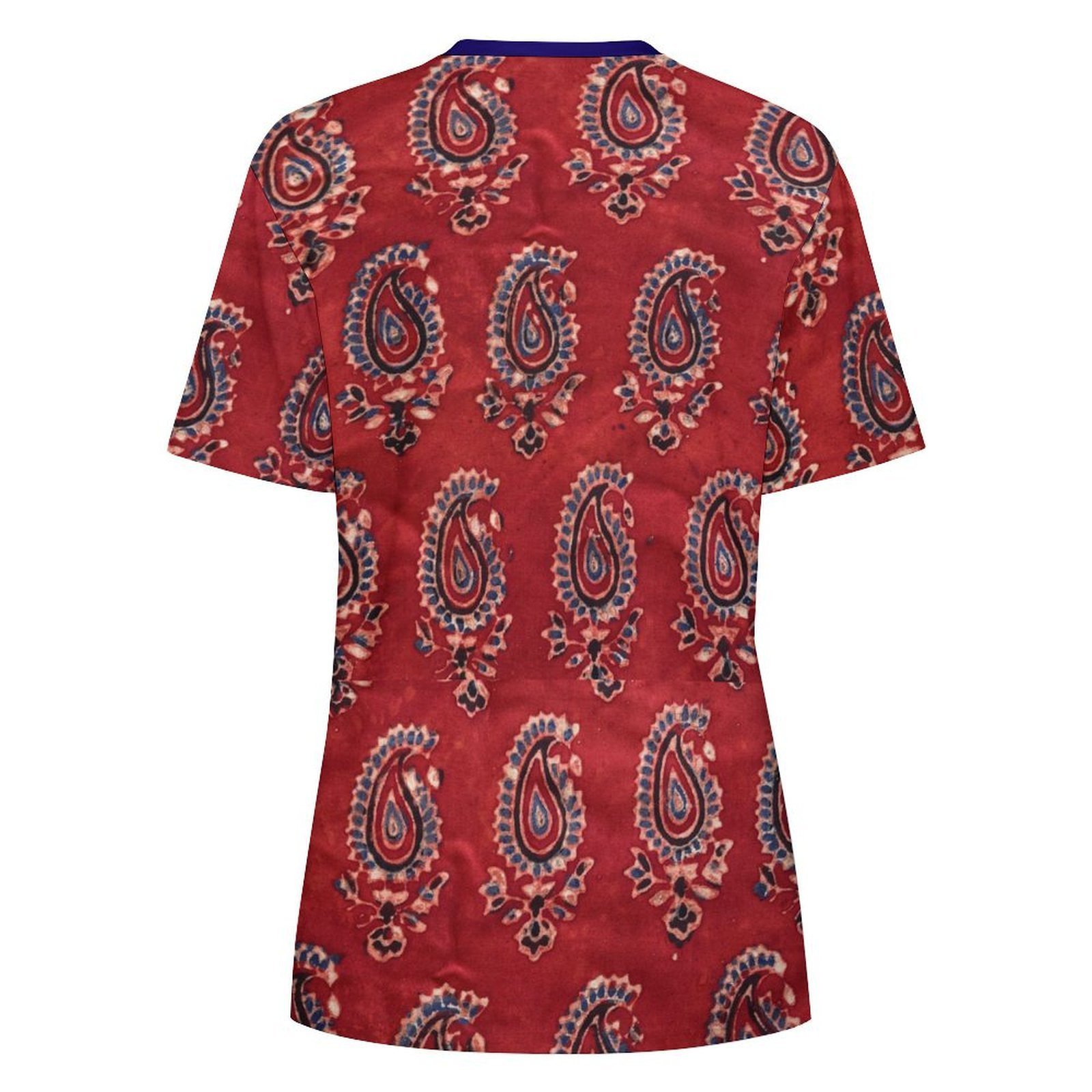 rust blue flowers All-Over Print Women's Cotton T-Shirt - Image 2