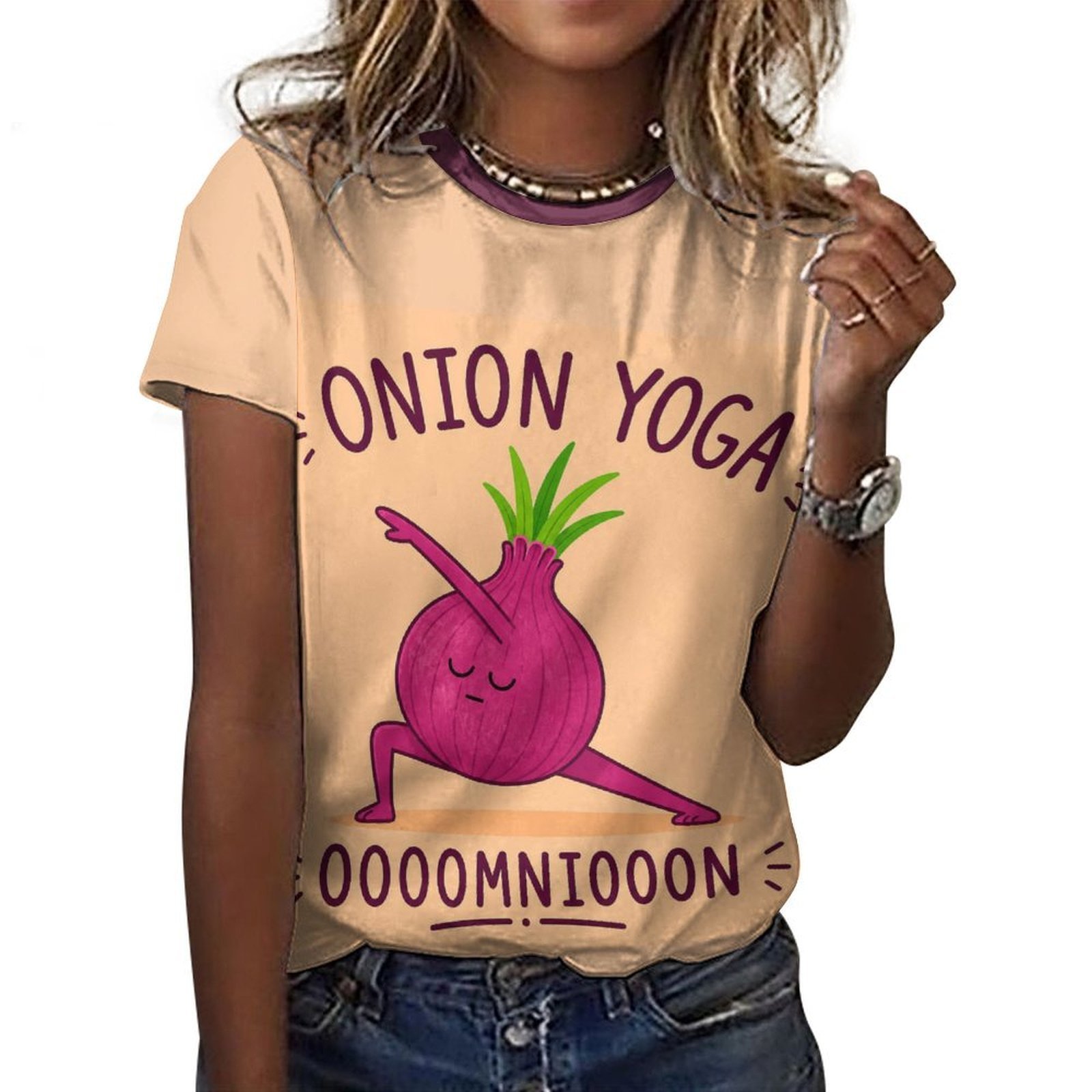 tshirt with quotations - Onion Yoga - in pure cotton - Image 6