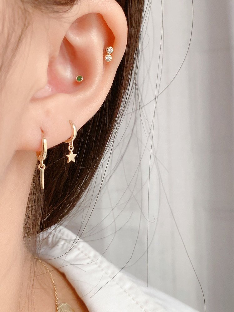 Simple and compact plain-hoop drop earrings/ear clips - Image 4