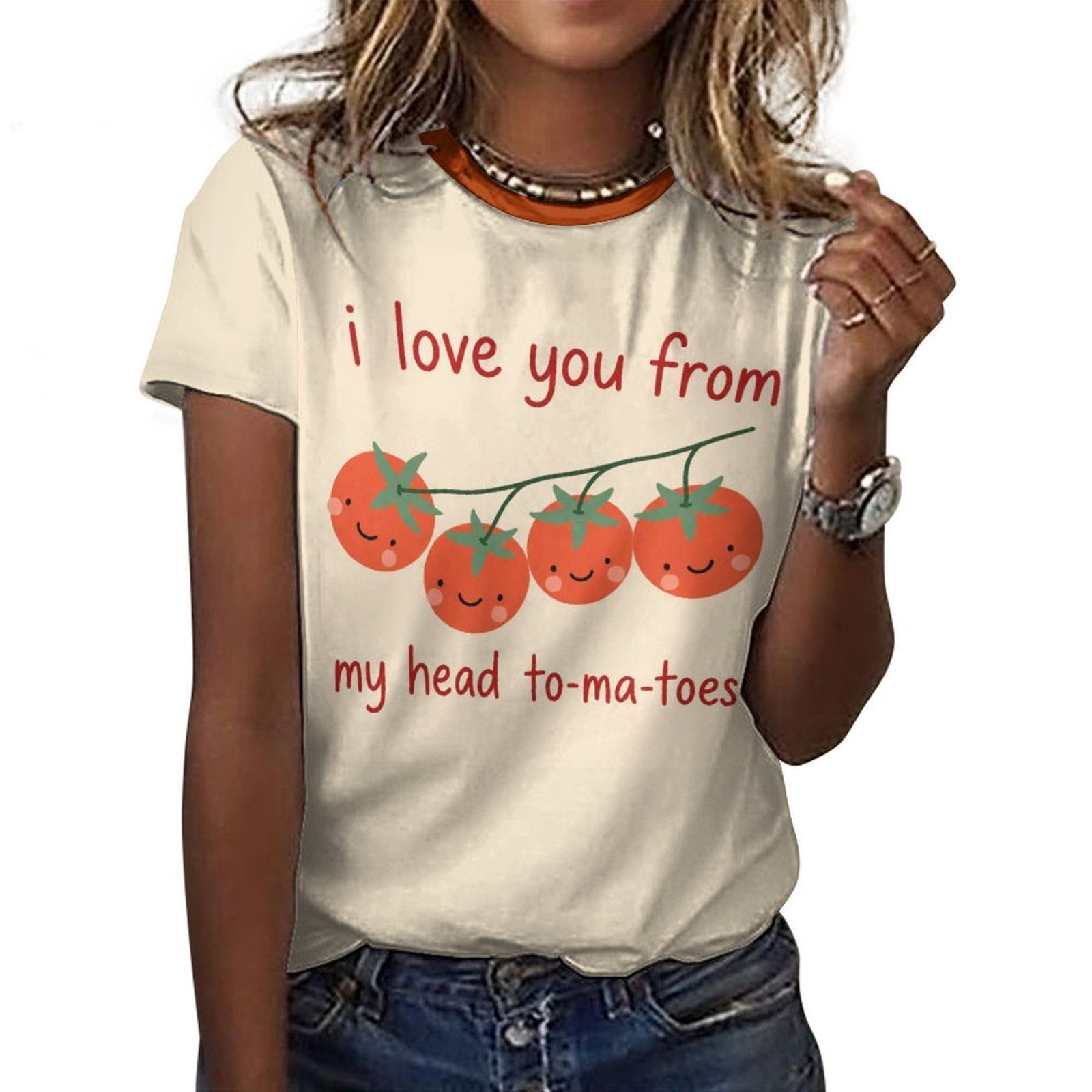 tshirt with quotations - I love you from my head to-ma-toes - in pure cotton - Image 6