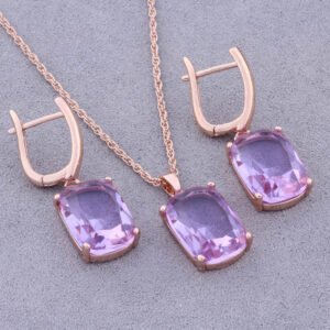 Zirconia Geometric Earrings and Necklace Set