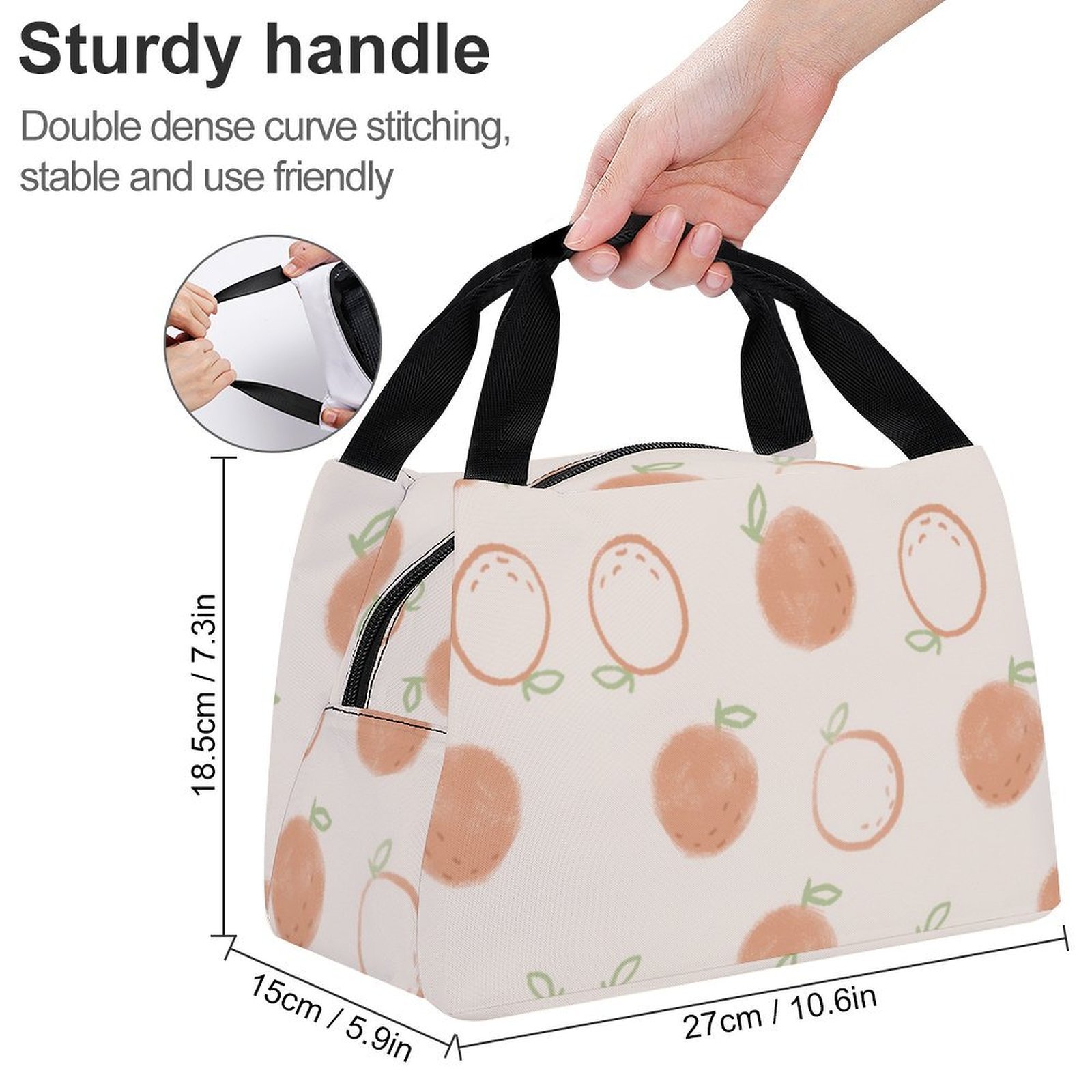 Reusable water resistant lunch bag tote for work, picnics, outdoor, traveling or shopping easy carry - Image 2