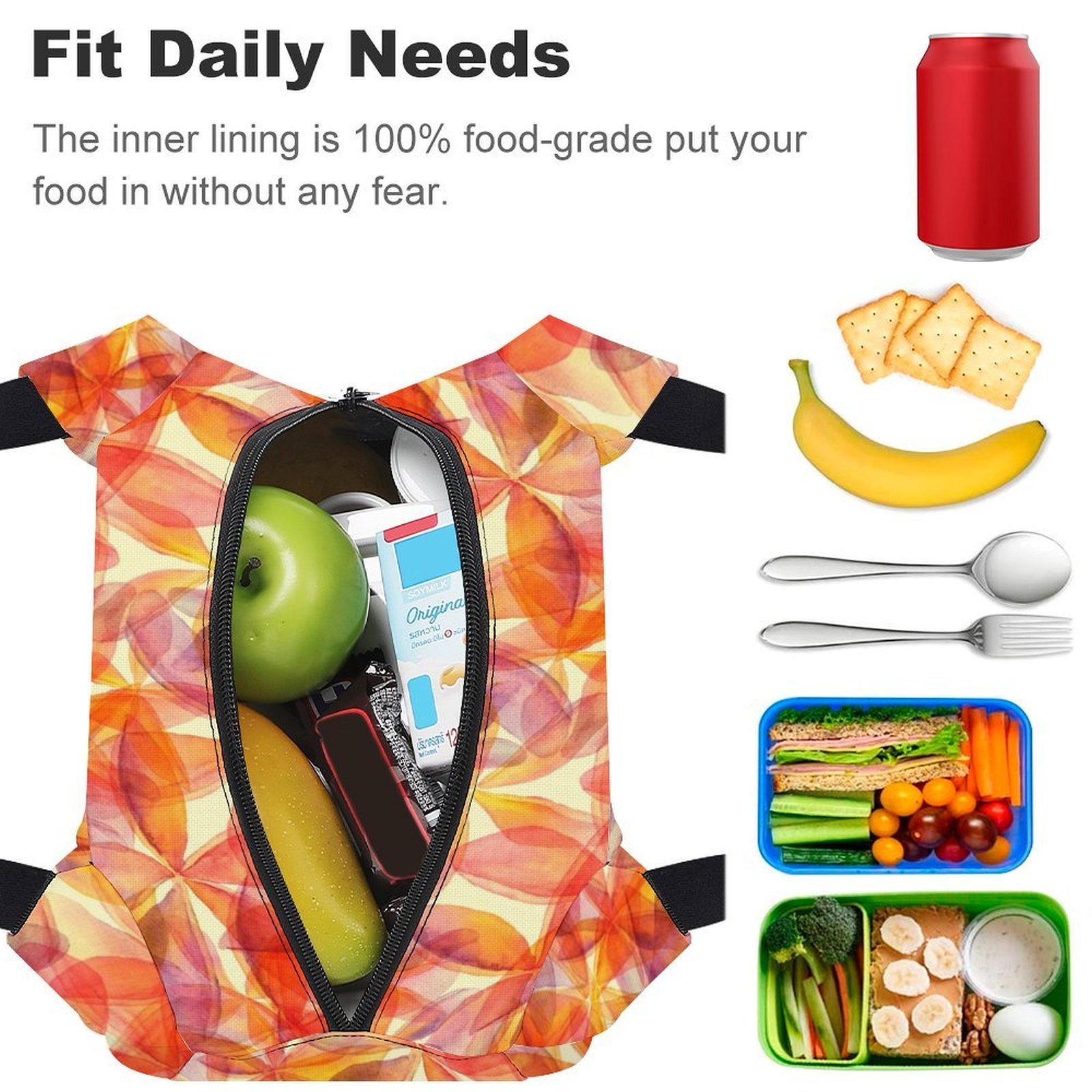 Reusable water resistant lunch bag tote for work, picnics, outdoor, traveling or shopping easy carry - Image 4