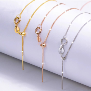 Adjustable 18K pure solid Gold Necklace Chain