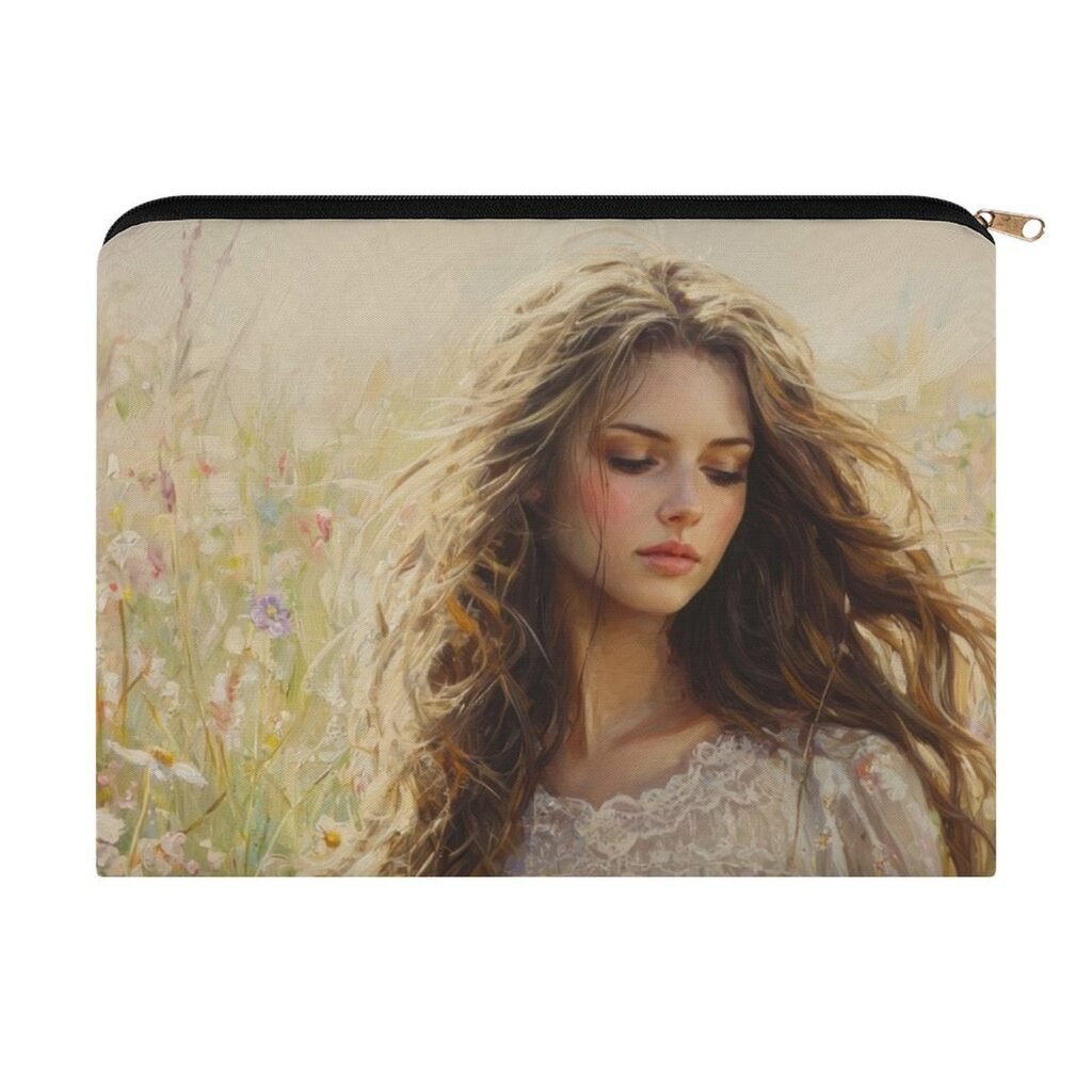 Big pouch bag floral abstract pattern 8.9"(L) × 6.5"(W)