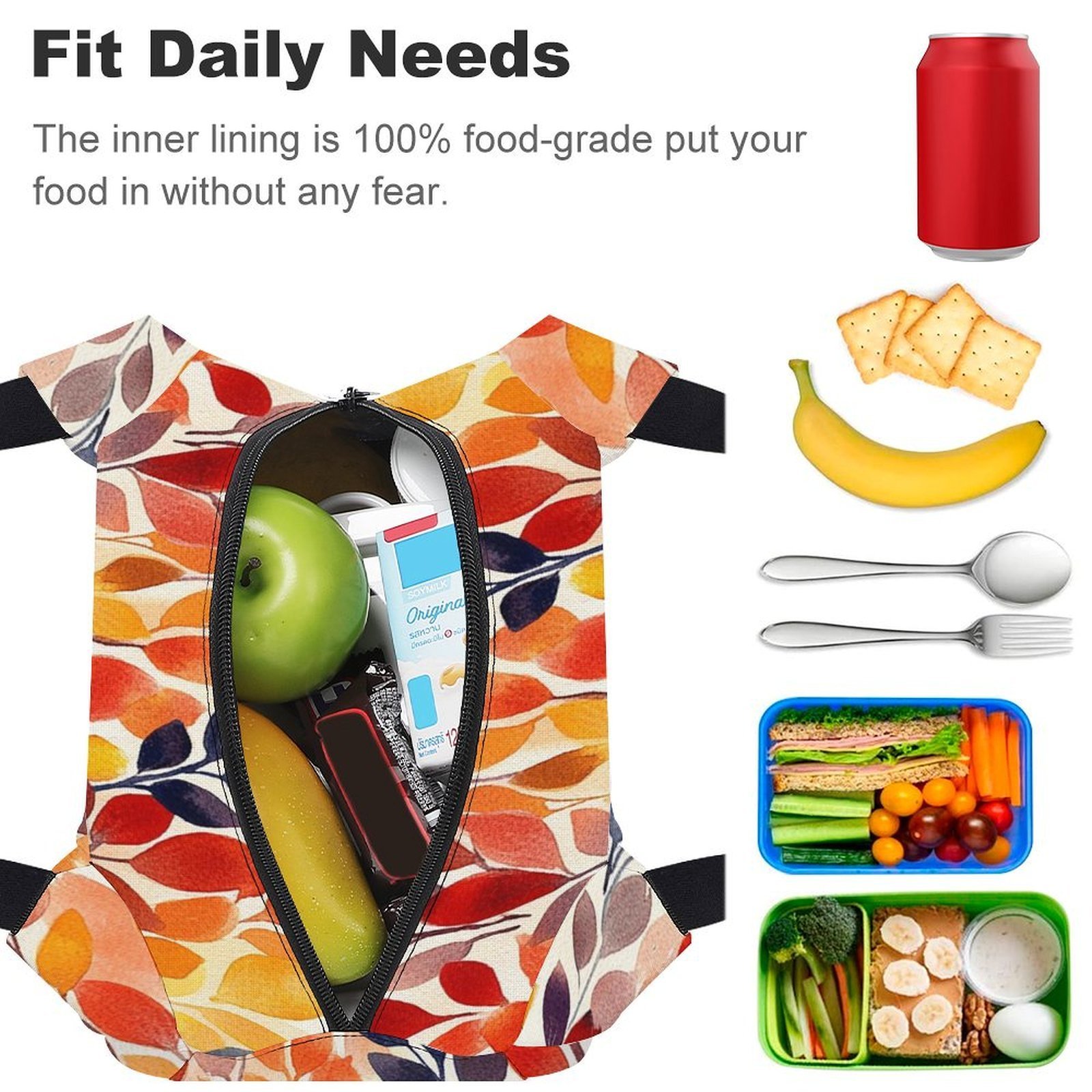 Reusable water resistant lunch bag tote for work, picnics, outdoor, traveling or shopping easy carry - Image 4