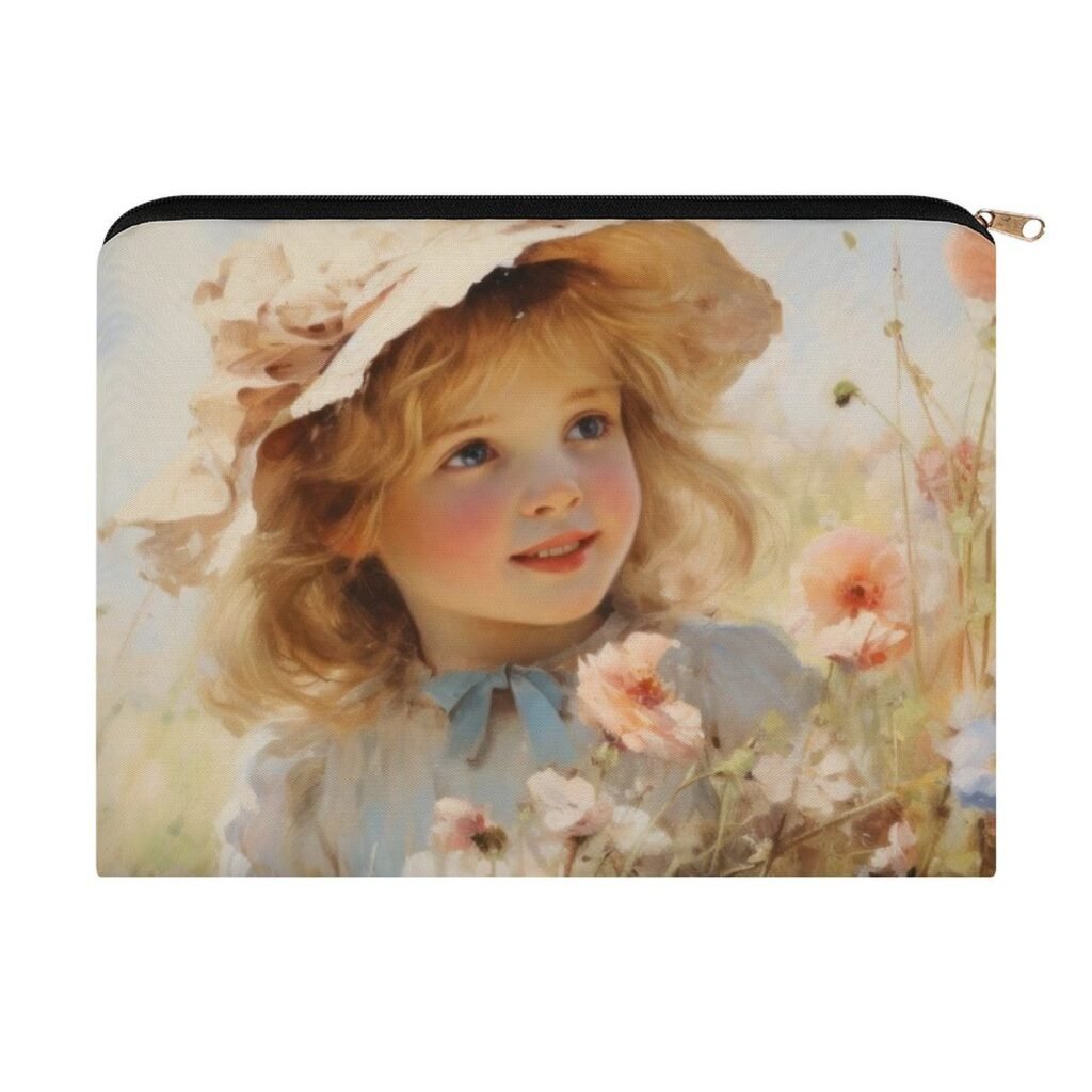 Big pouch bag floral abstract pattern 8.9"(L) × 6.5"(W)