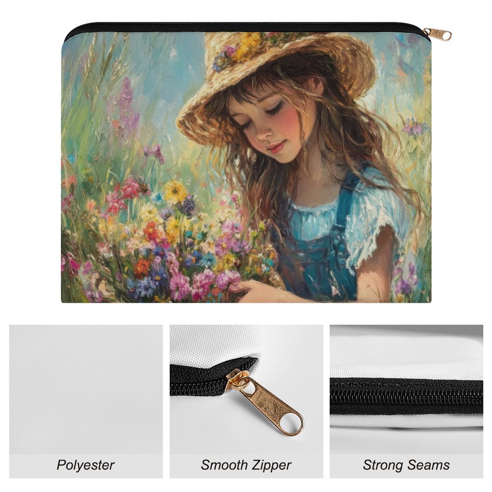 Big pouch bag floral abstract pattern 8.9"(L) × 6.5"(W) - Image 7