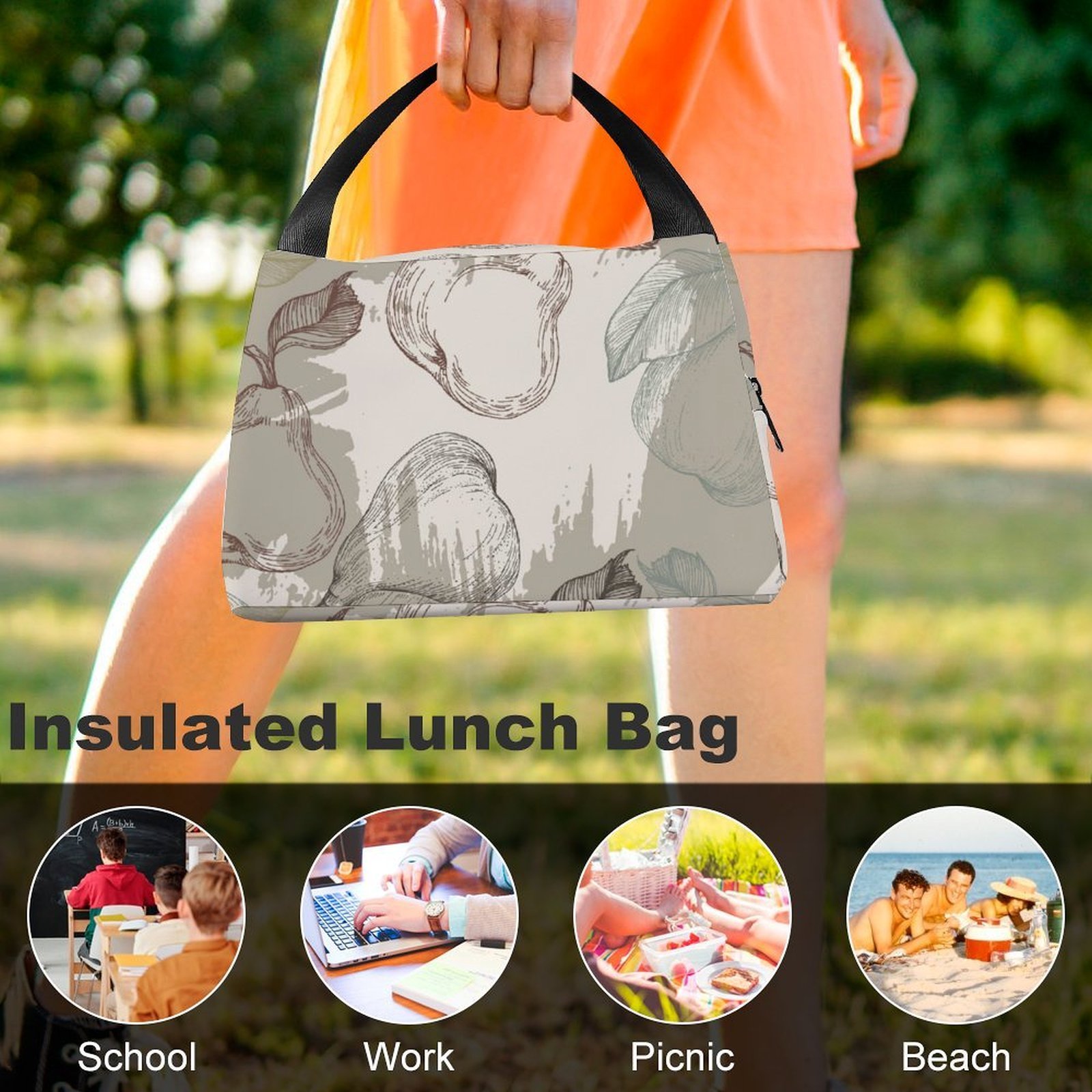 Reusable water resistant lunch bag tote for work, picnics, outdoor, traveling or shopping easy carry - Image 8