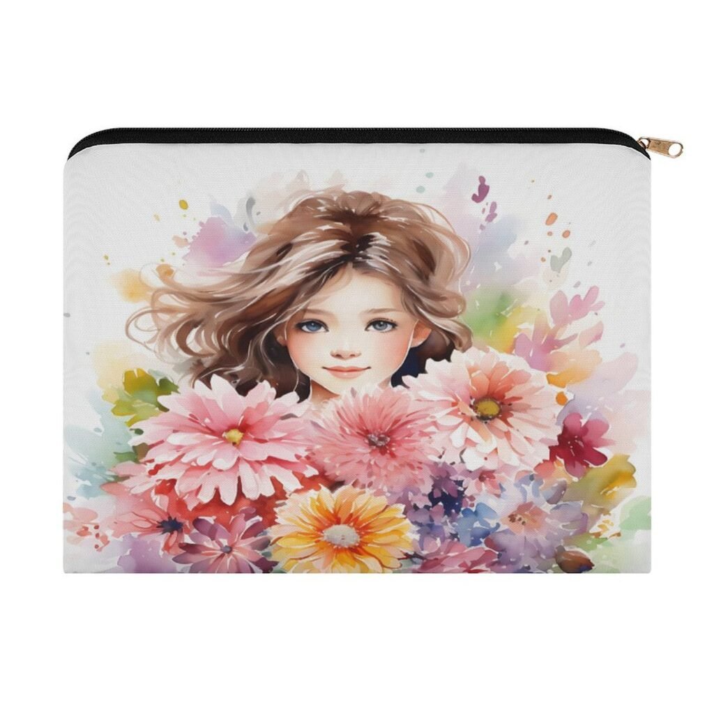 Big pouch bag floral abstract pattern 8.9"(L) × 6.5"(W)