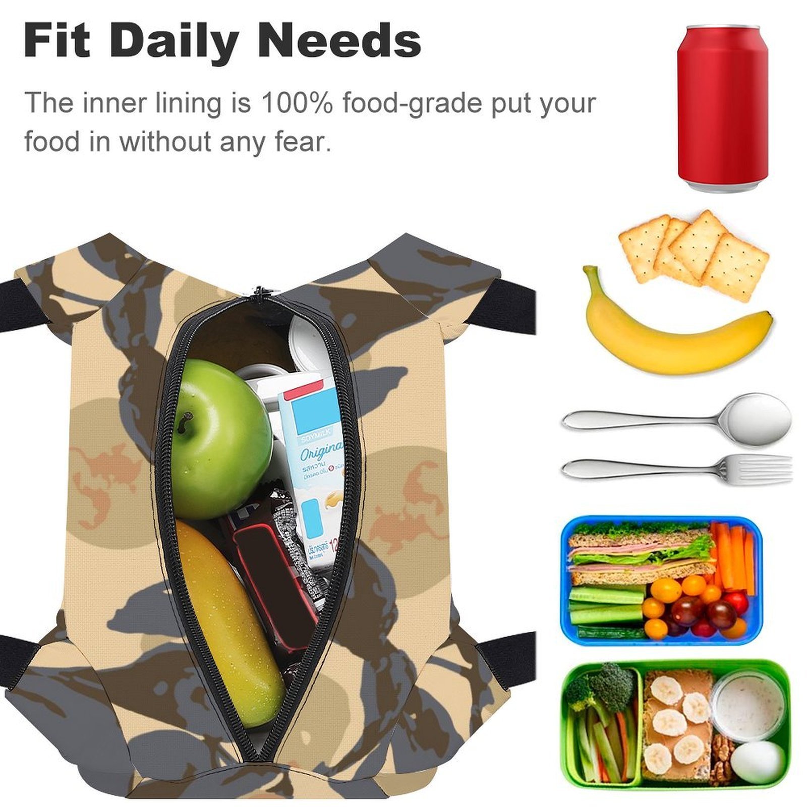 Reusable water resistant lunch bag tote for work, picnics, outdoor, traveling or shopping easy carry - Image 4