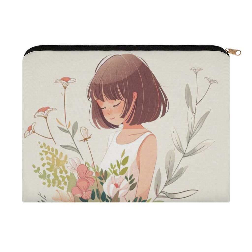 Big pouch bag floral abstract pattern 8.9"(L) × 6.5"(W)
