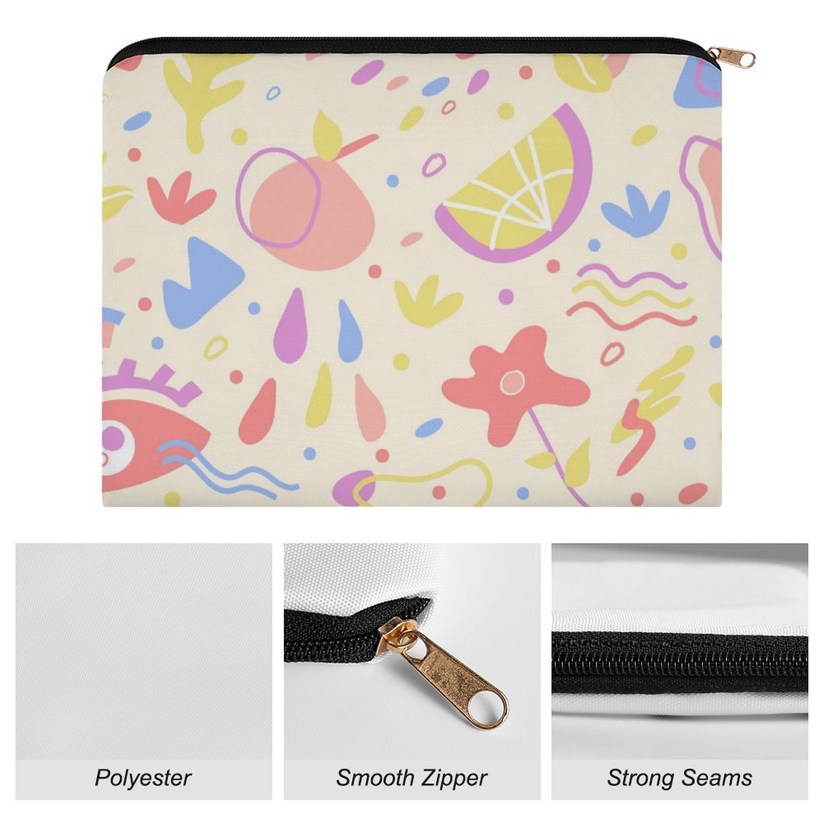 Big pouch floral abstract pattern 8.9"(L) × 6.5"(W) - Image 7