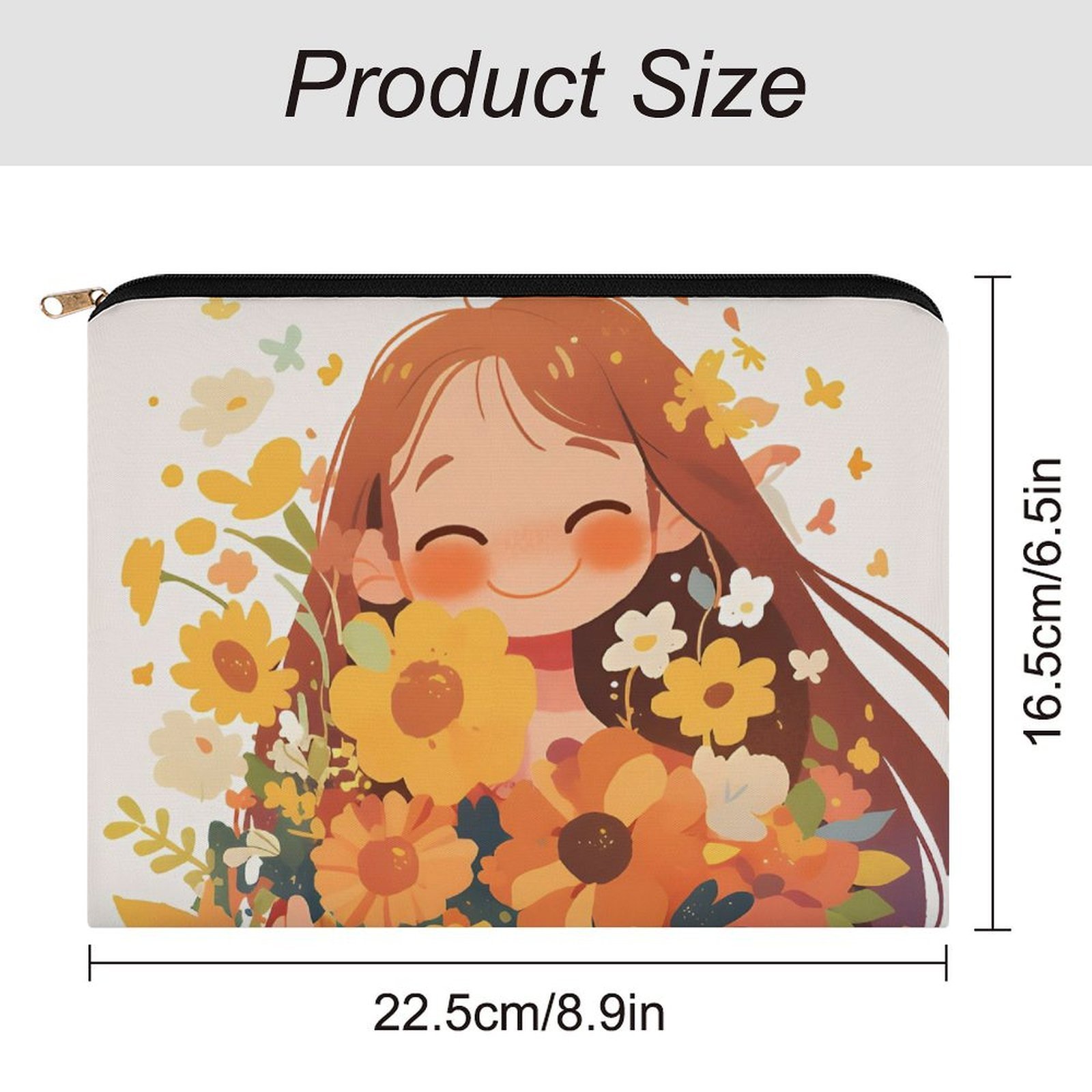 Big pouch bag floral abstract pattern 8.9"(L) × 6.5"(W) - Image 2