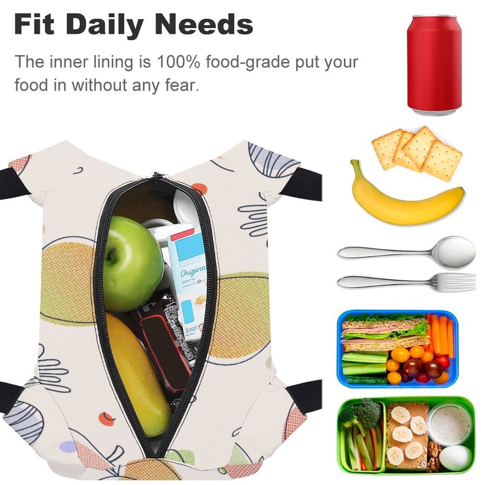 Reusable water resistant lunch bag tote for work, picnics, outdoor, traveling or shopping easy carry - Image 4