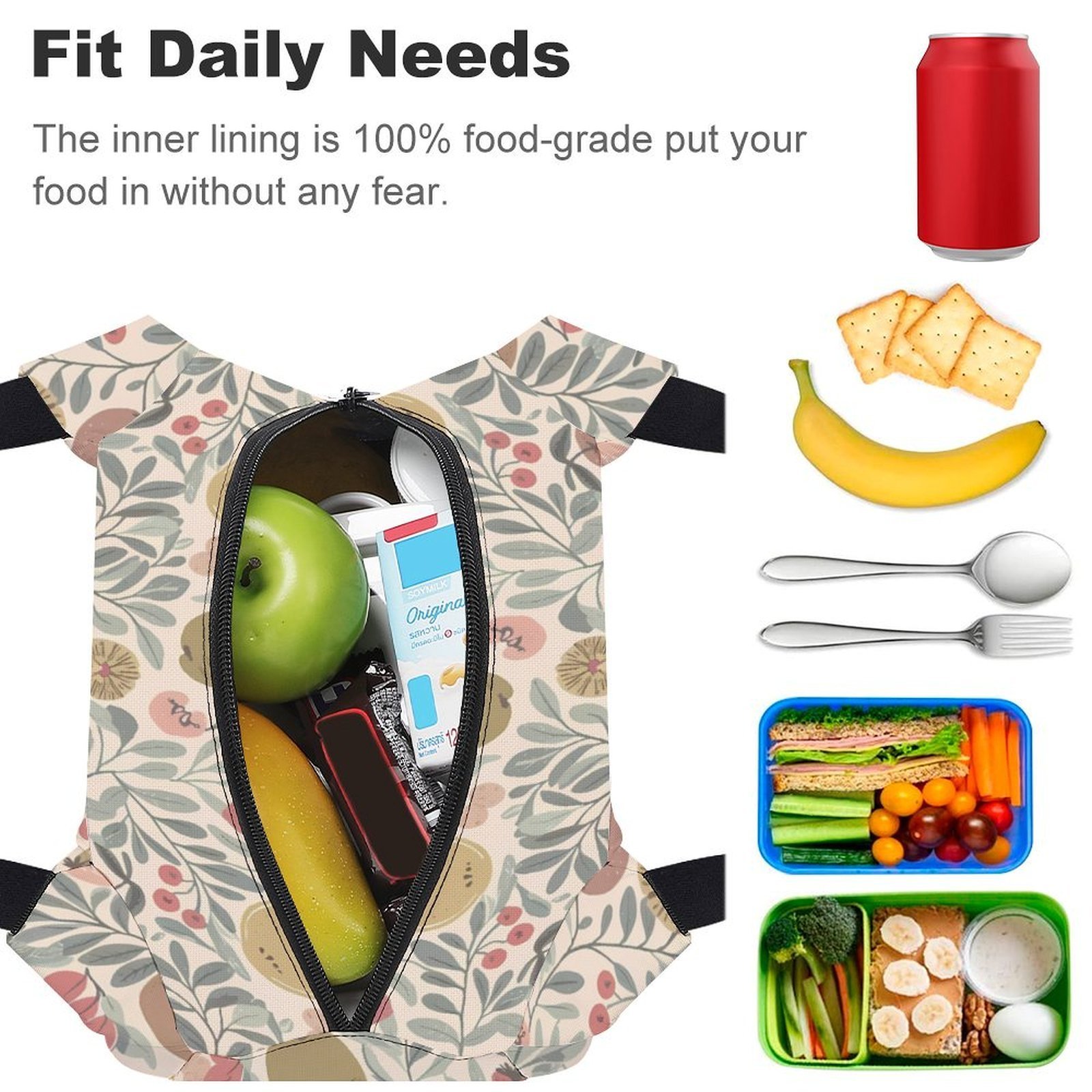 Reusable water resistant lunch bag tote for work, picnics, outdoor, traveling or shopping easy carry - Image 4