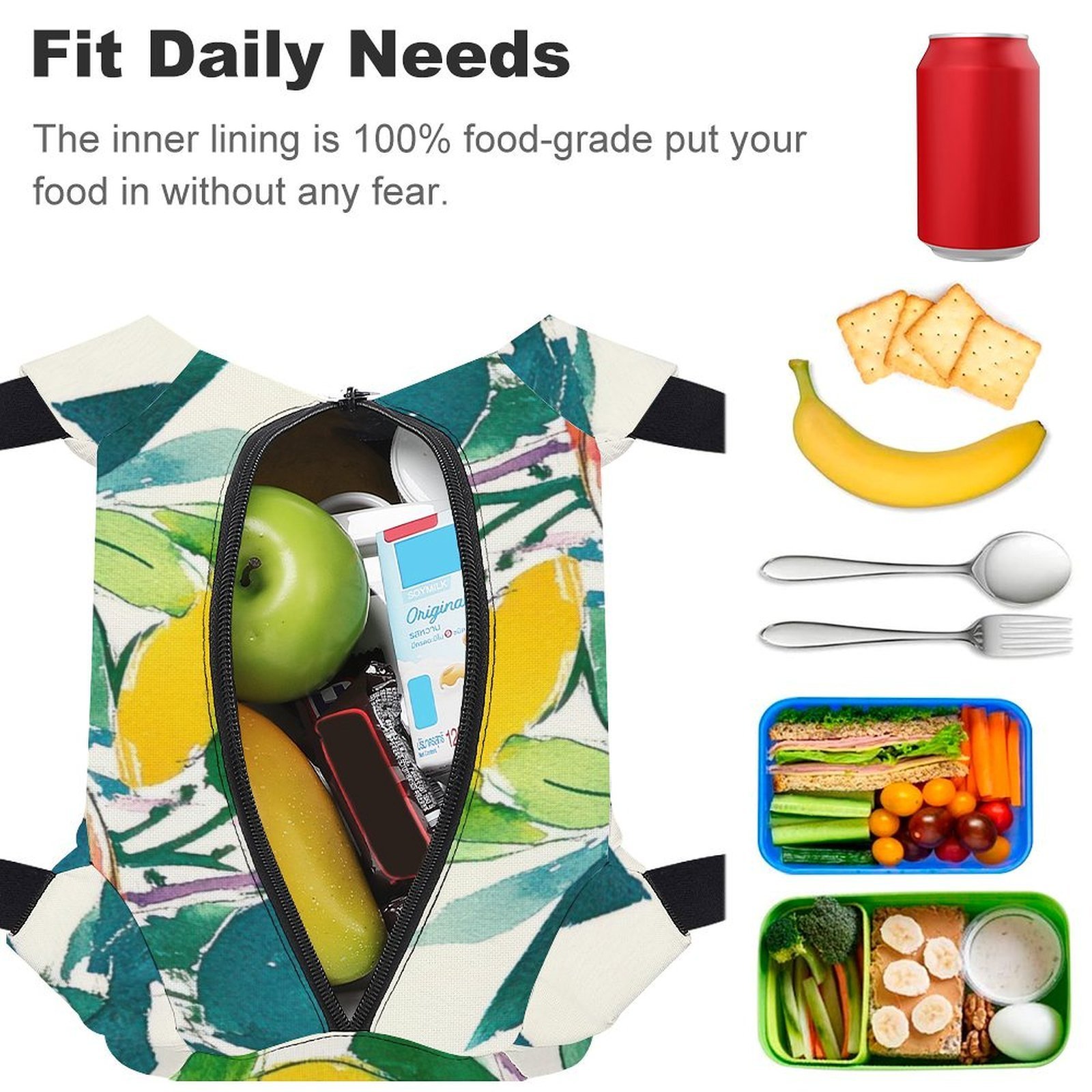 Reusable water resistant lunch bag tote for work, picnics, outdoor, traveling or shopping easy carry - Image 4