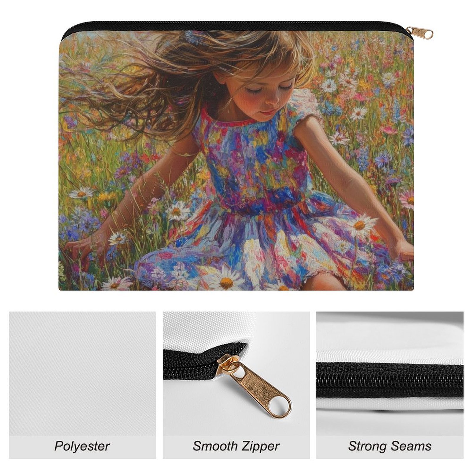 Big pouch bag floral abstract pattern 8.9"(L) × 6.5"(W) - Image 7
